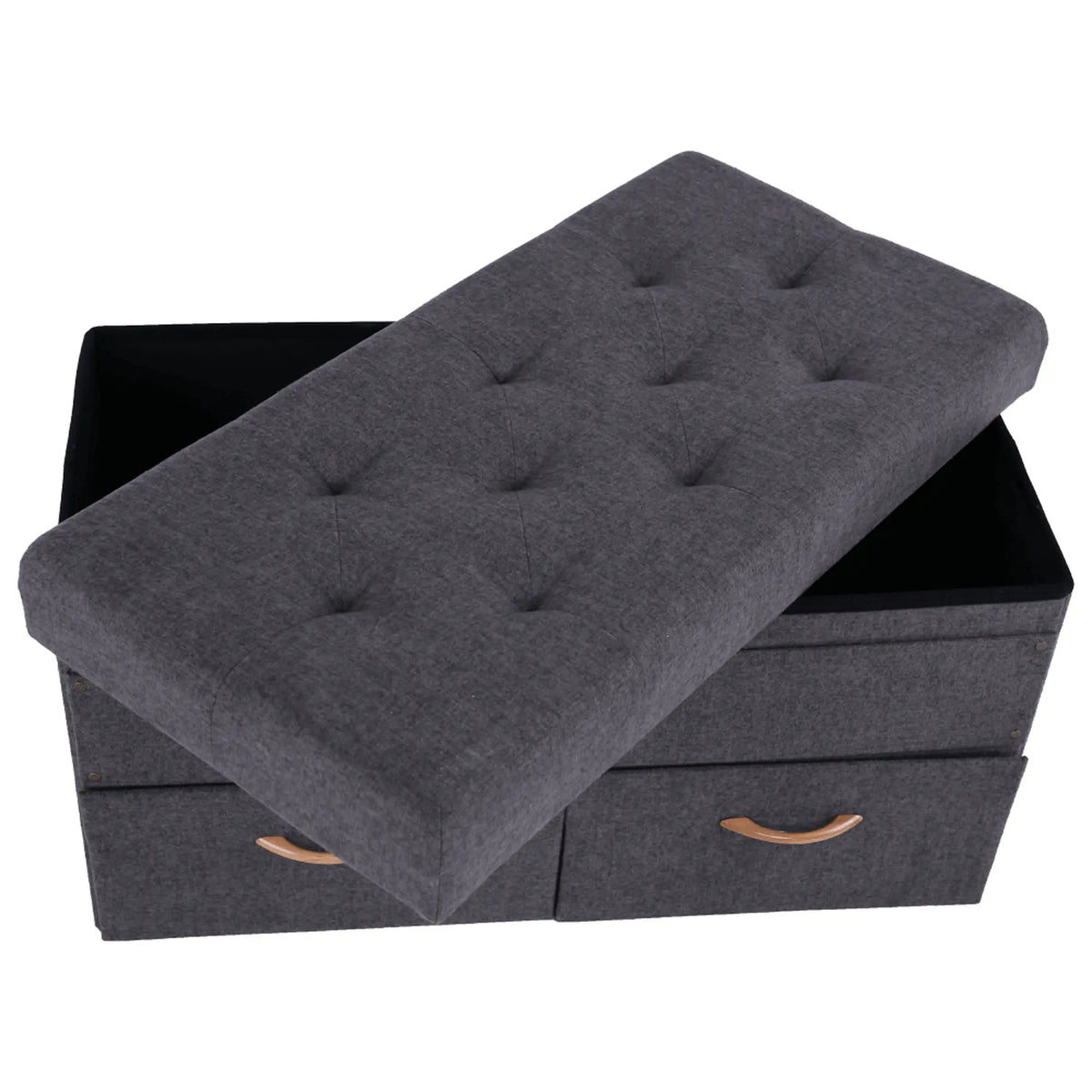 Taburet SULOT TYP 2, stofa clasica gri, cu spatiu depozitare, 84x42x43 cm
