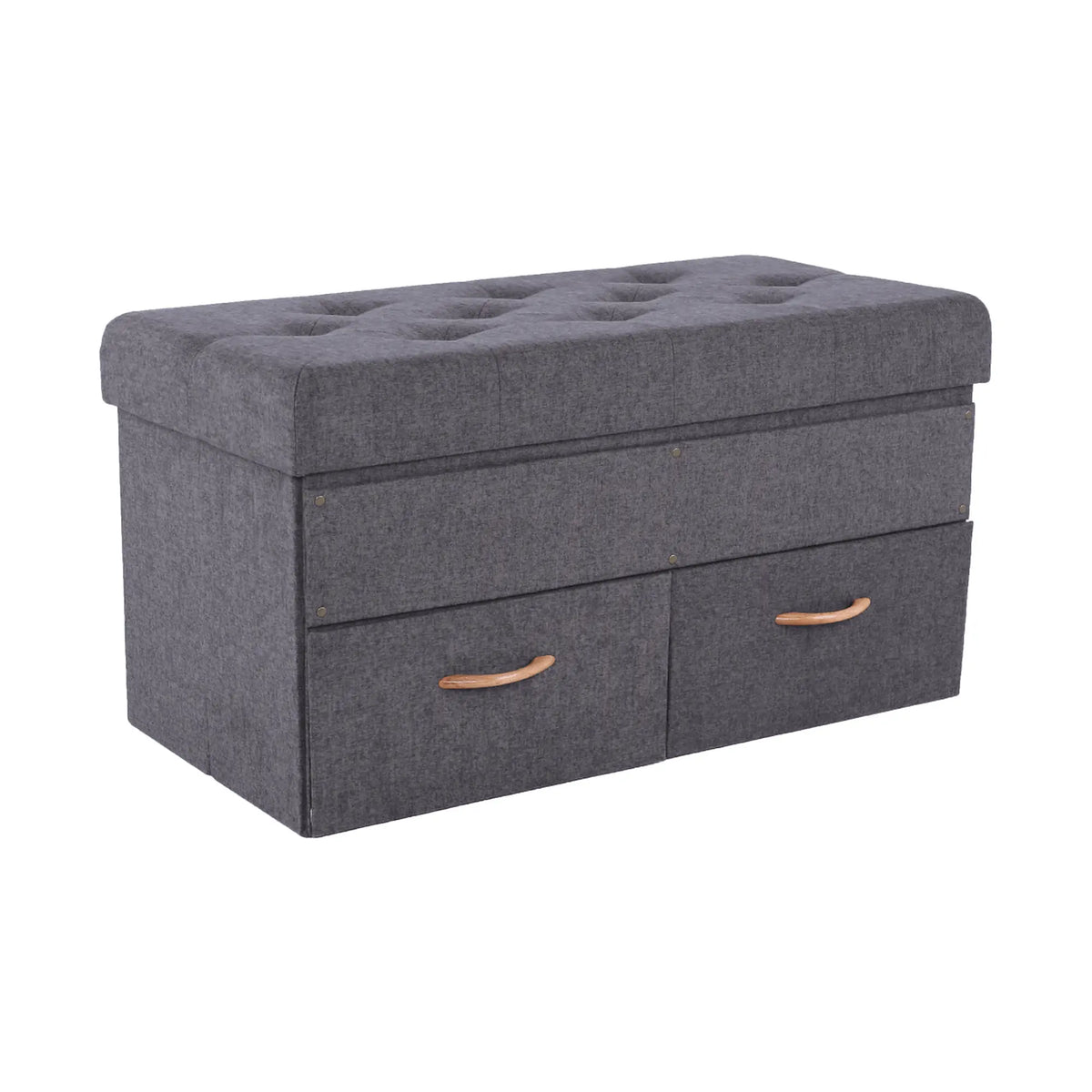 Taburet SULOT TYP 2, stofa clasica gri, cu spatiu depozitare, 84x42x43 cm