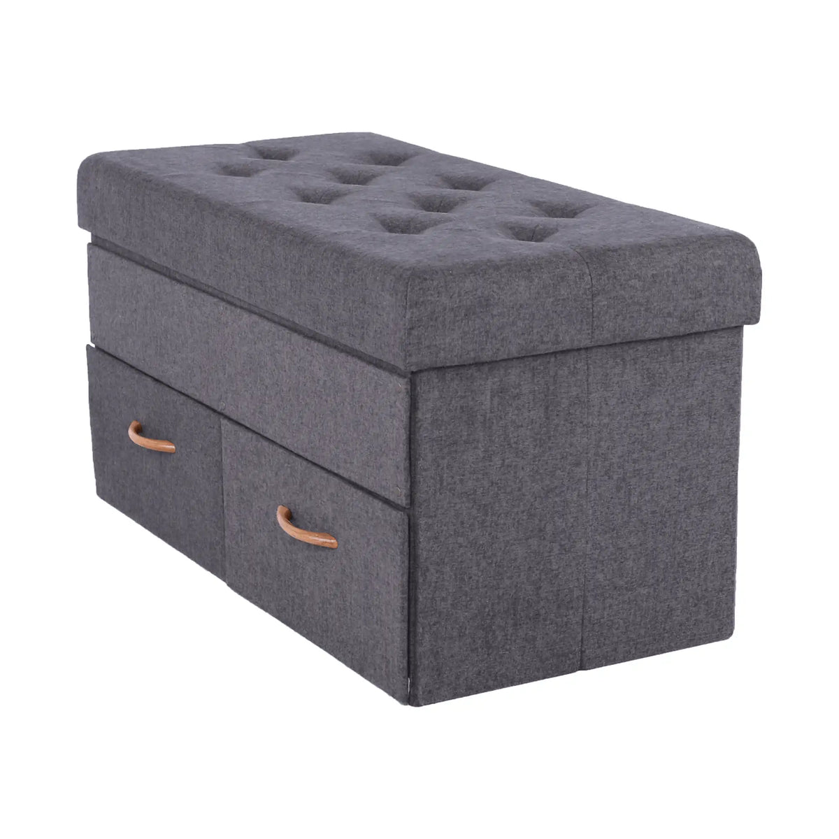 Taburet SULOT TYP 2, stofa clasica gri, cu spatiu depozitare, 84x42x43 cm