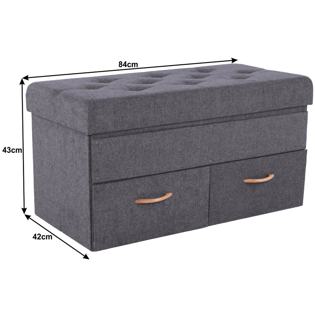 Taburet SULOT TYP 2, stofa clasica gri, cu spatiu depozitare, 84x42x43 cm