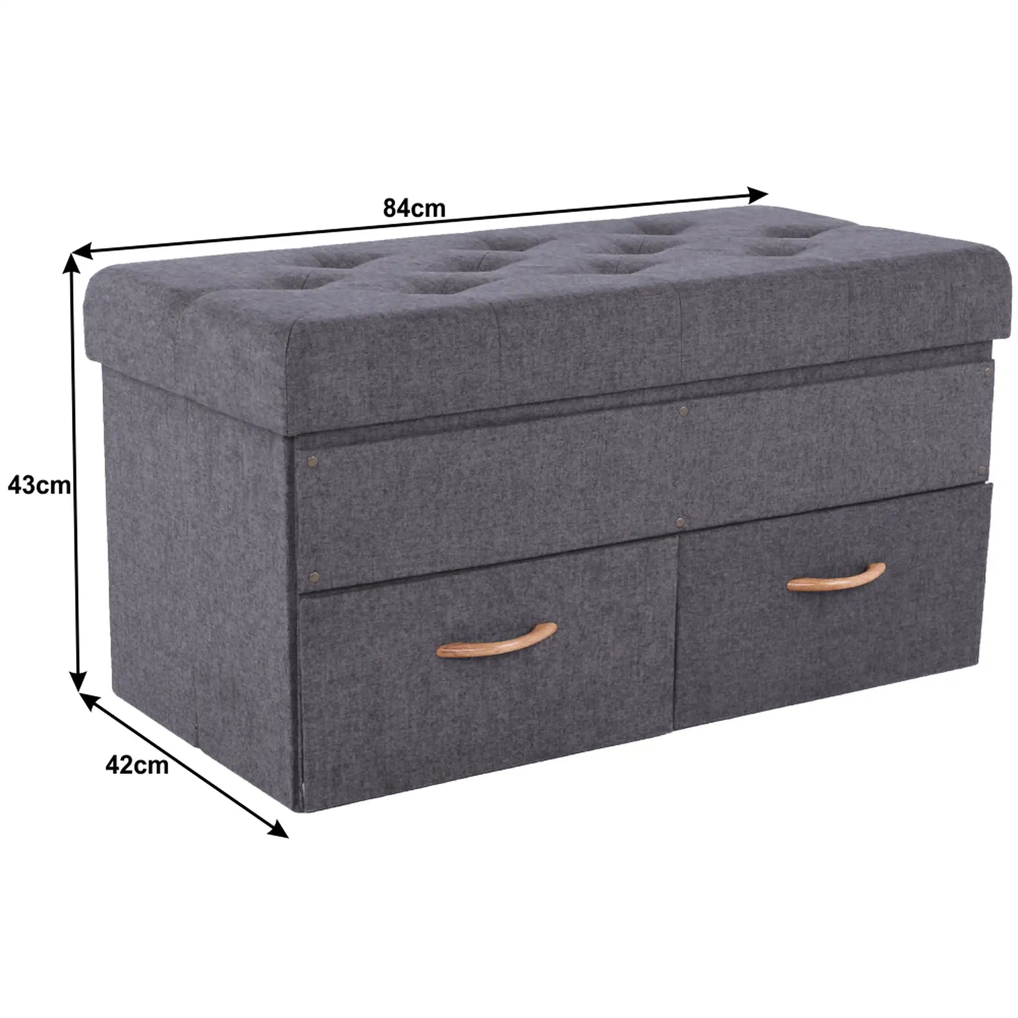 Taburet SULOT TYP 2, stofa clasica gri, cu spatiu depozitare, 84x42x43 cm