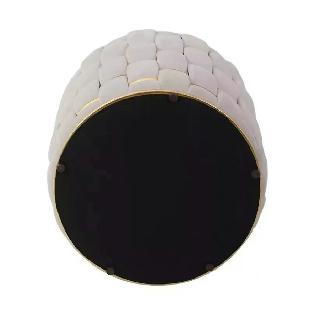 Taburet TIARA, bej deschis/auriu, stofa catifelata, 37x37x42 cm