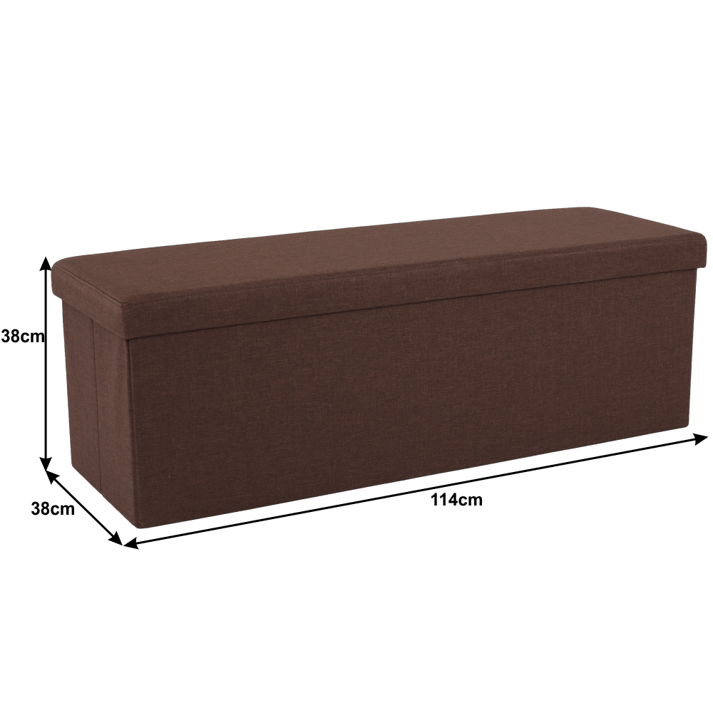 Taburet pliabil UMINA,stofa clasica maro inchis, cu spatiu depozitare, 114x38x38 cm