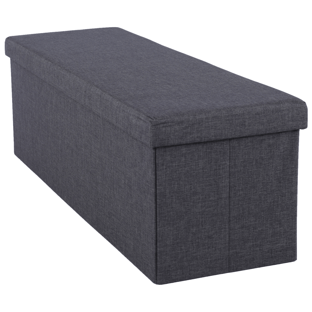 Taburet pliabil UMINA, stofa clasica gri inchis, cu spatiu depozitare, 114x38x38 cm