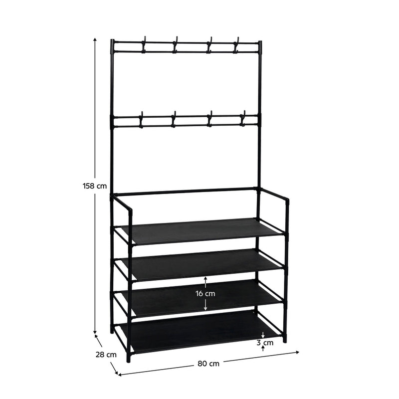 Cuier TARAS, negru, metal/plastic, 80x28x158 cm