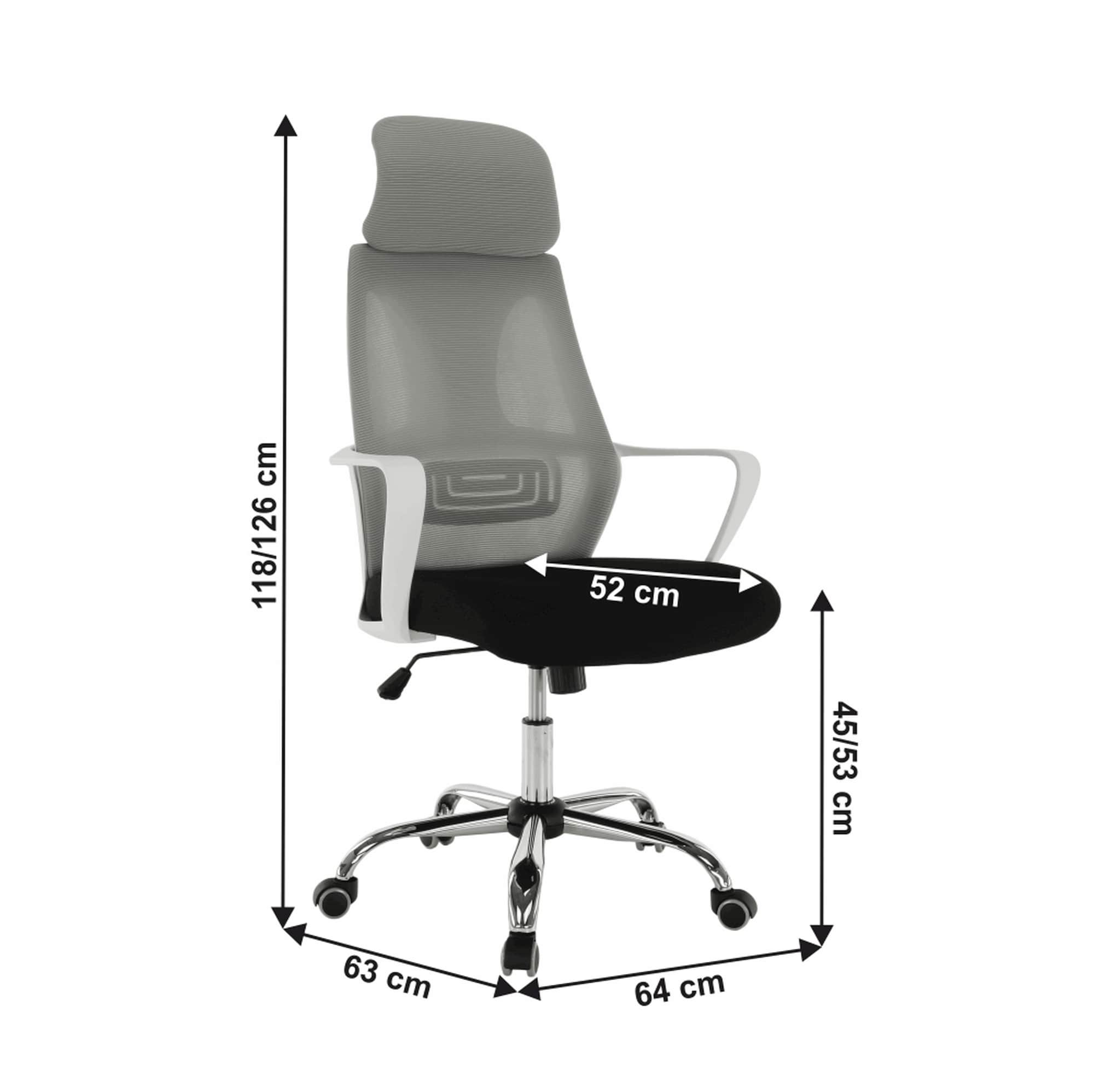 Scaun de birou TAXIS, gri/negru/crom, stofa/plastic/metal, 64x63x118/126 cm