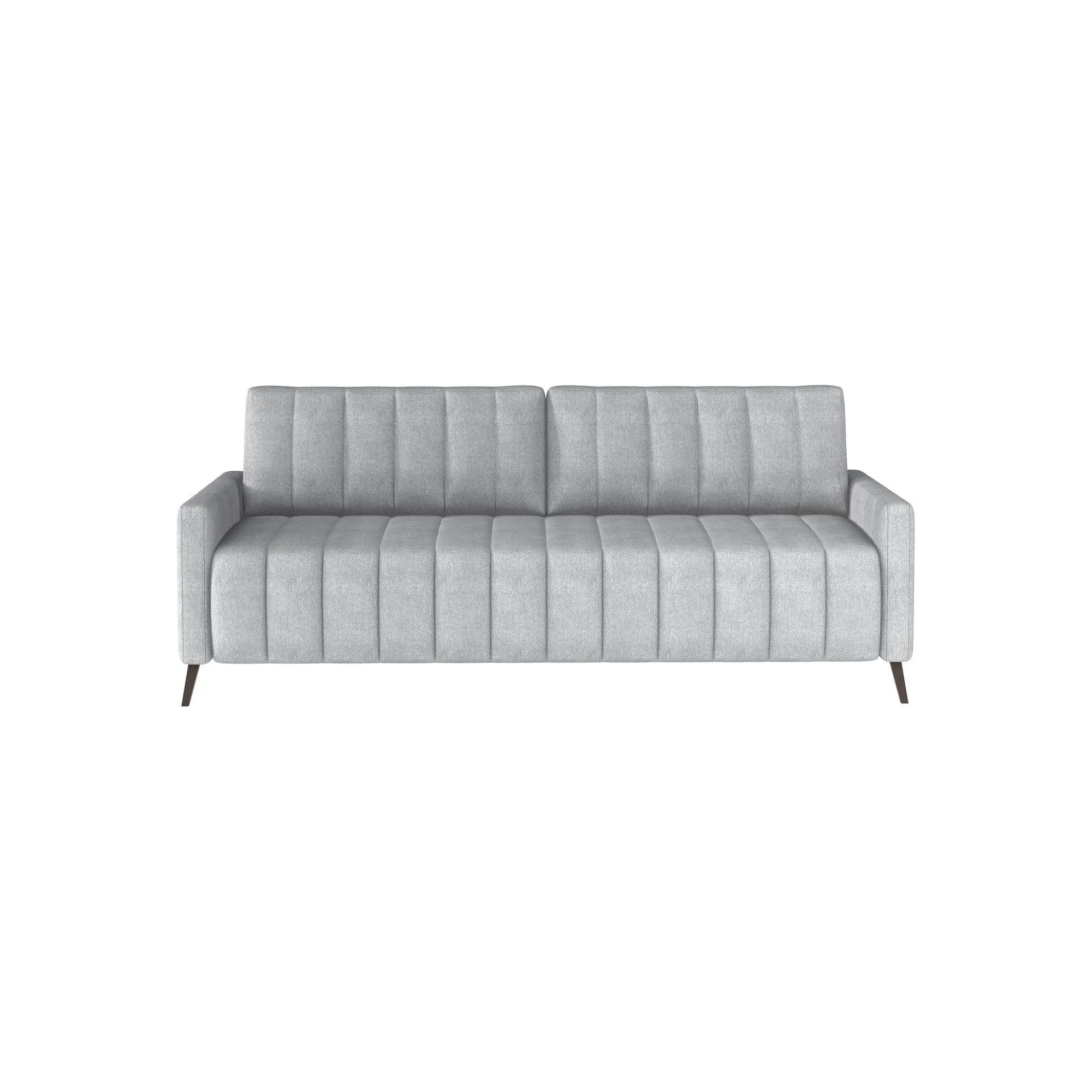 Canapea extensibila Molly, stofa catifelata gri - Palladium 15, Gama Premium, cu lada depozitare, 226x101x78/91 cm