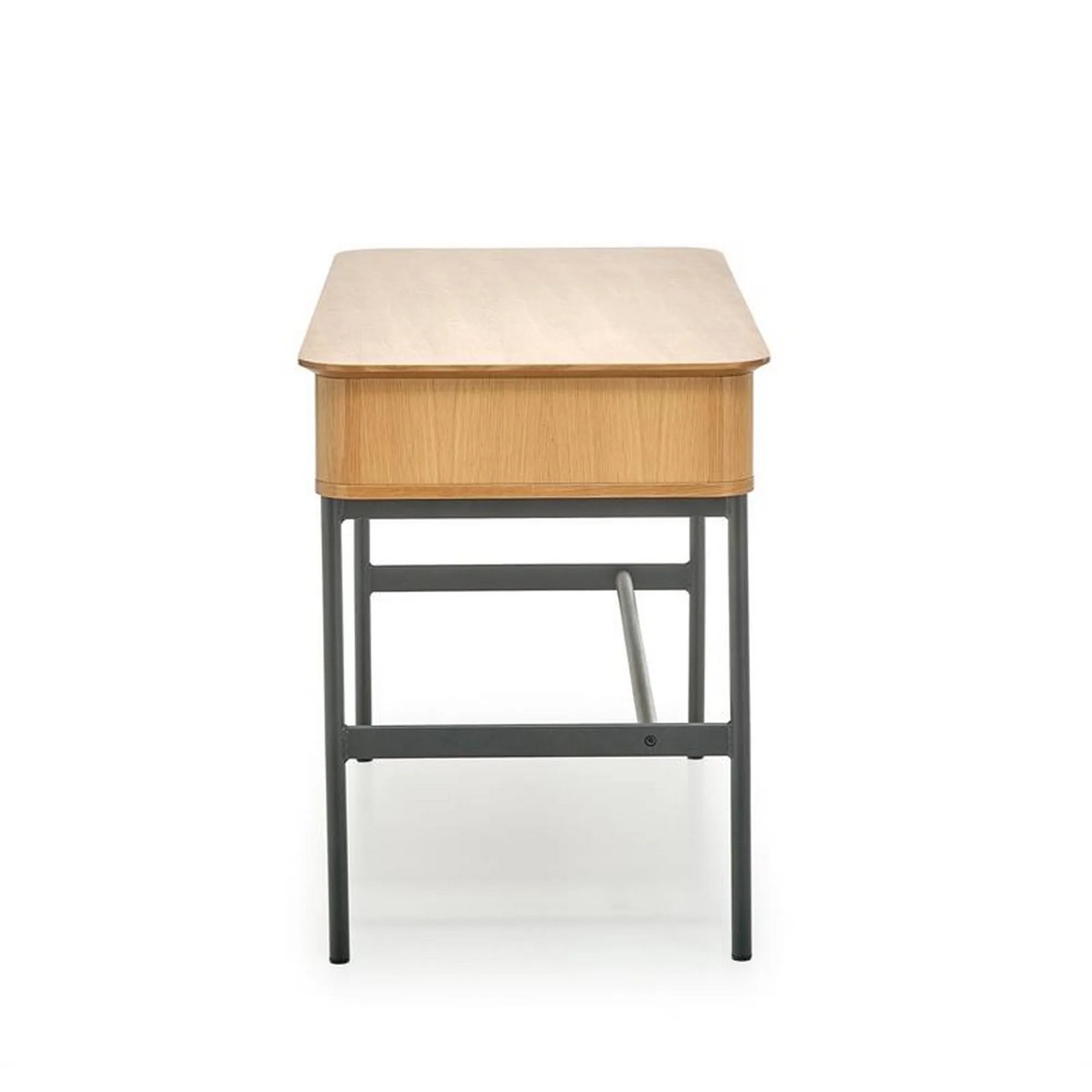 Birou SMART, stejar/negru, furnir/metal, 117x59x76 cm