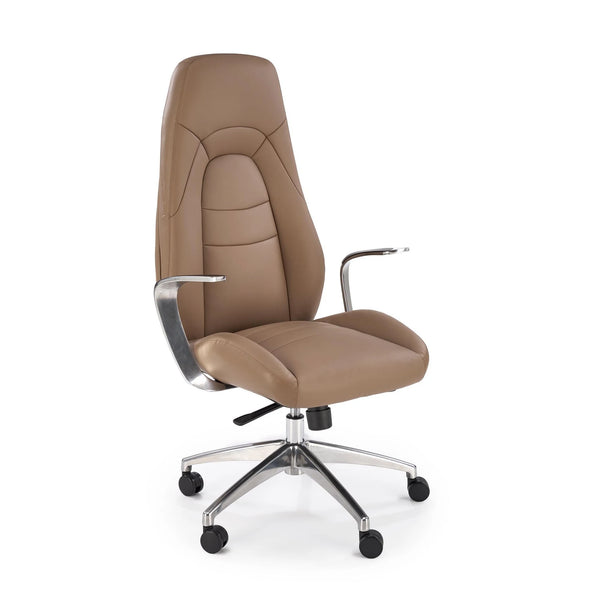 Scaun birou DARWIN, cappuccino/crom, piele ecologica/metal, 66x70x120/126 cm