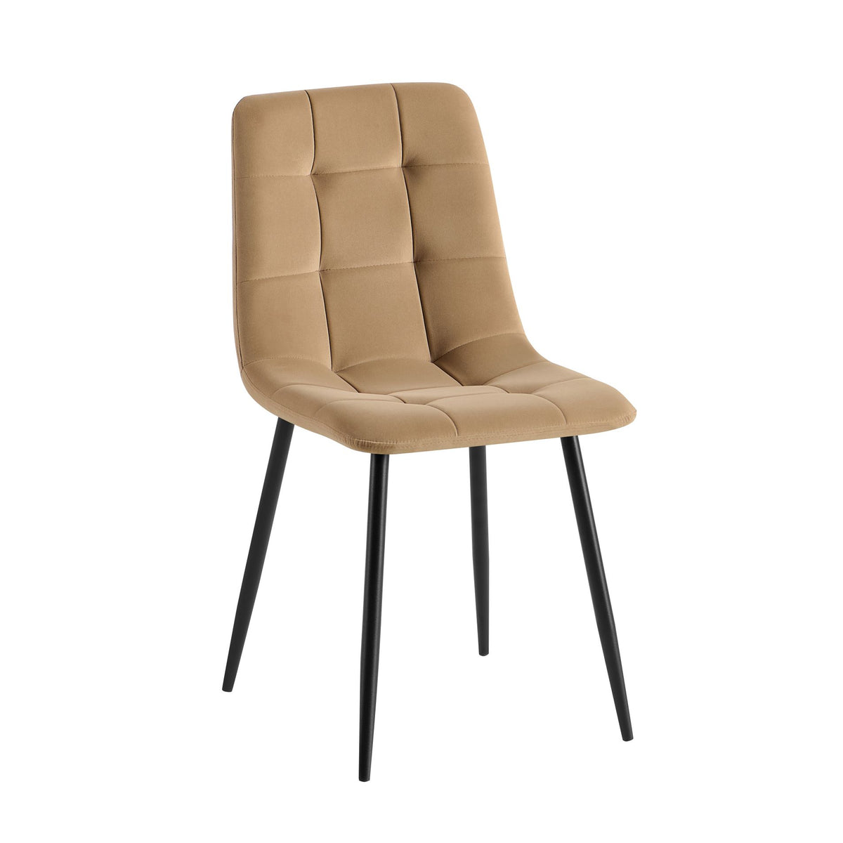 Scaun TED NEW, bej inchis/negru, stofa catifelata/metal, 46x54x88 cm