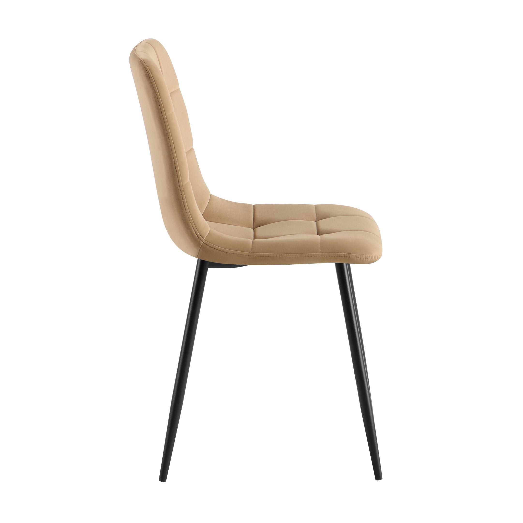 Scaun TED NEW, bej inchis/negru, stofa catifelata/metal, 46x54x88 cm