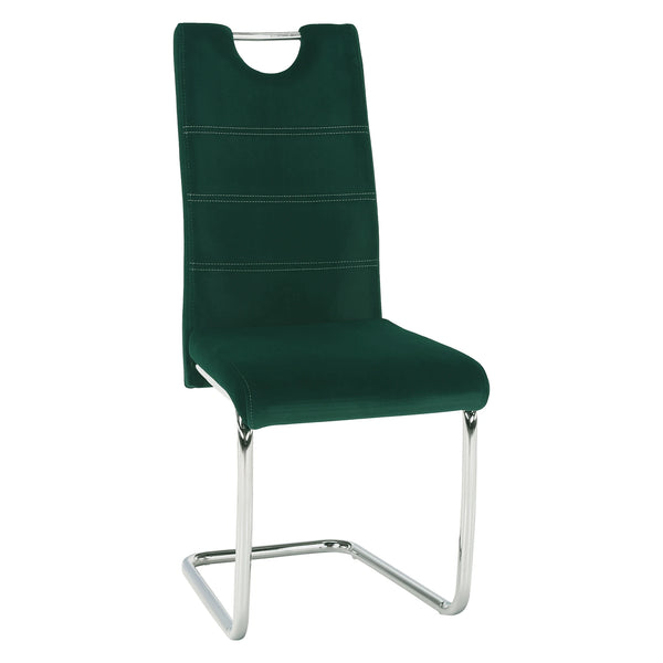 Scaun ABIRA NEW, verde smarald/crom, stofa catifelata/metal, 43x44x96 cm