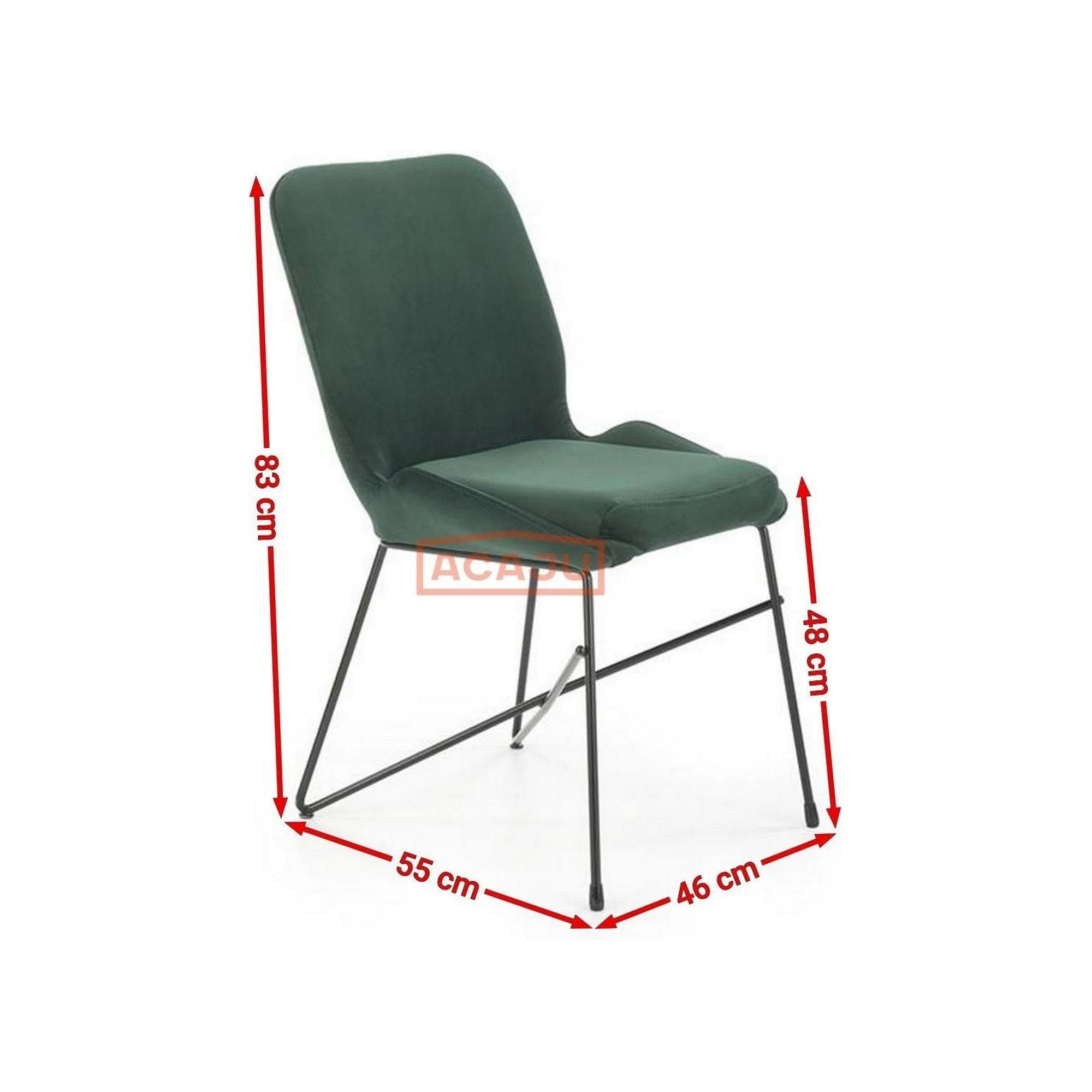 Scaun K454, verde/negru, stofa catifelata/metal, 46x55x83 cm