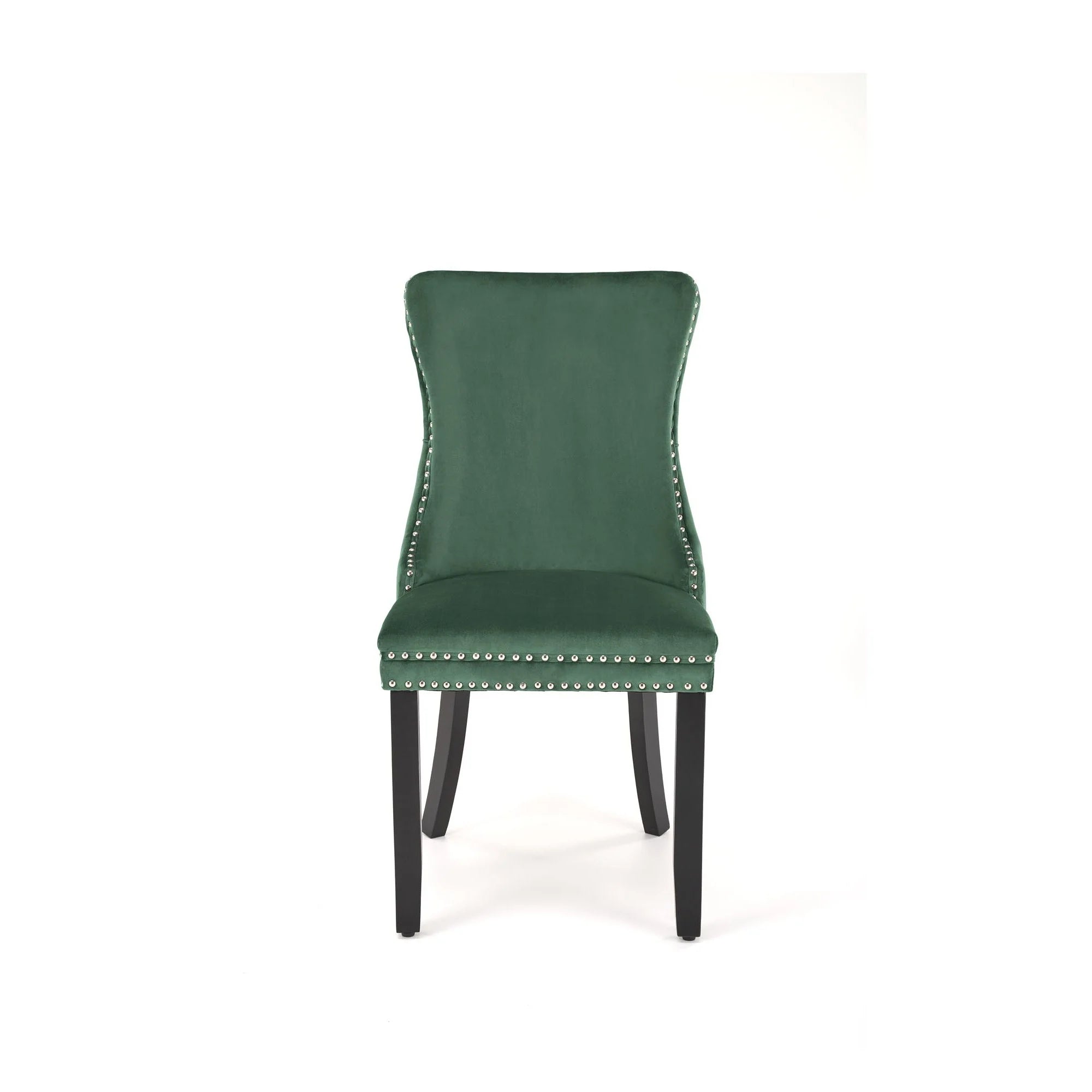 Scaun ALDA, verde inchis/negru, stofa catifelata/lemn, 50x62x95 cm
