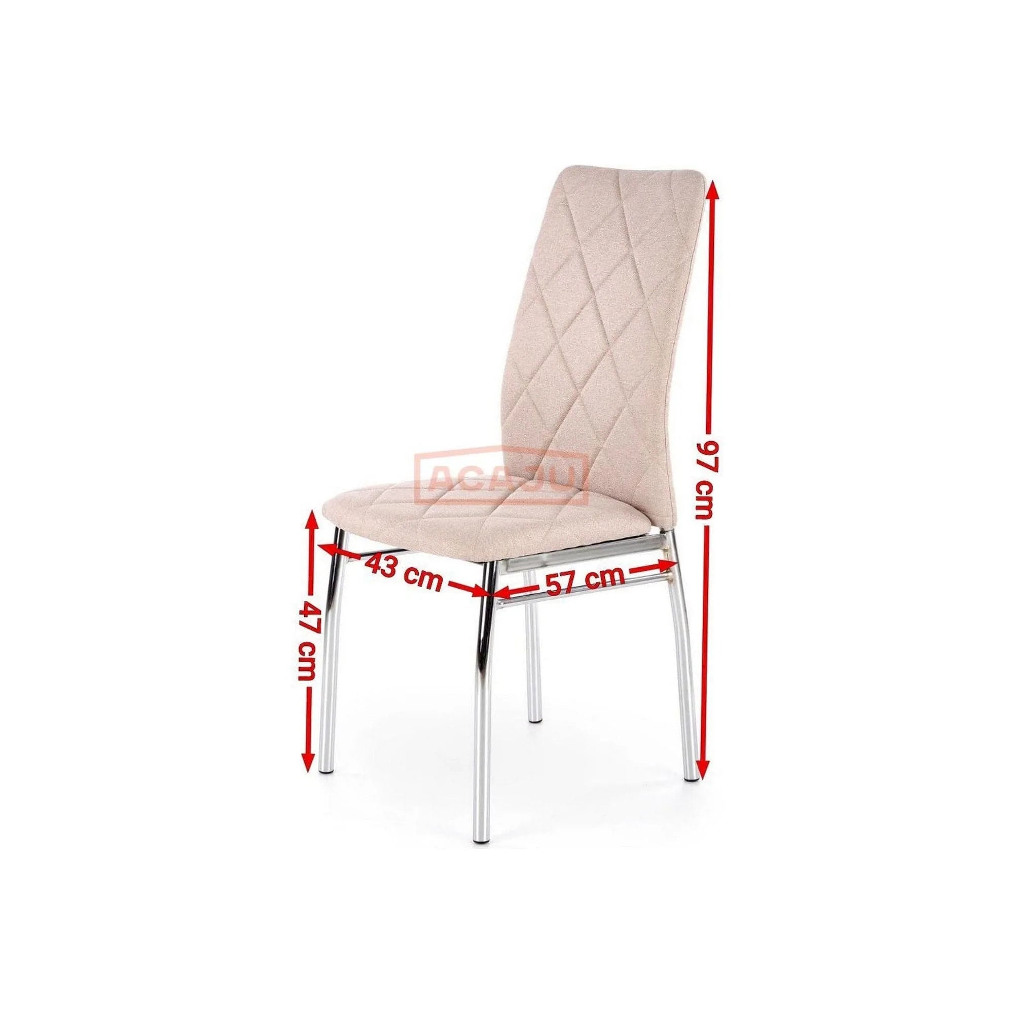 Scaun tapitat K309, bej deschis/crom, stofa clasica/metal, 43X57X97 CM