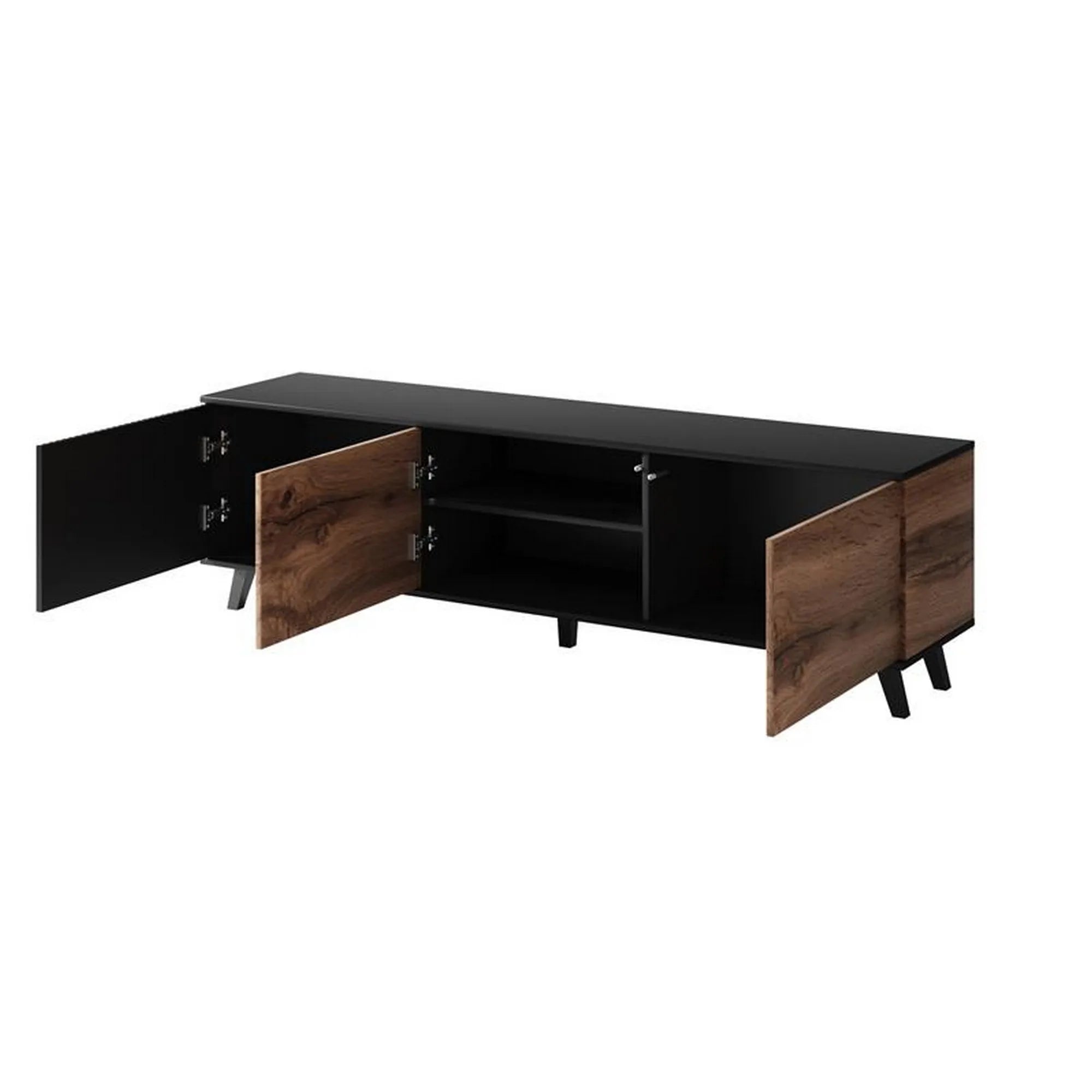 Comoda TV RANDOM, stejar wotan/negru, PAL furniruit, 180x40x52 cm