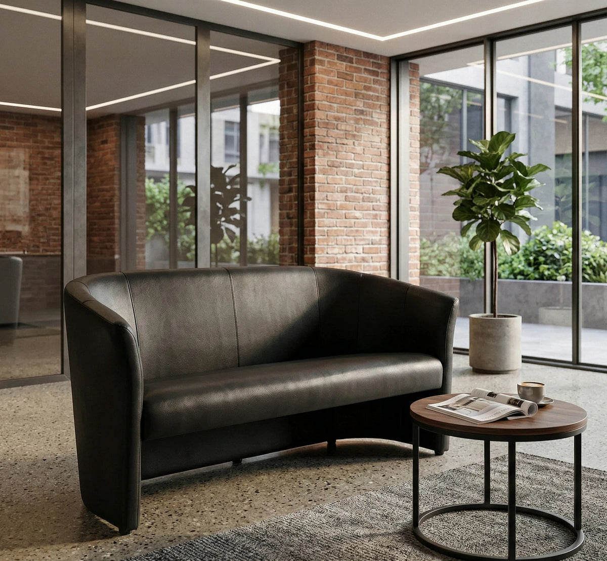 Canapea TM-3, negru, piele ecologica, 160x60x76 cm