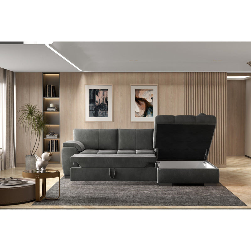 Coltar extensibil TOKIO, personalizabil materiale gama Oferta Avantaj, cu lada depozitare, 245x172x87 cm