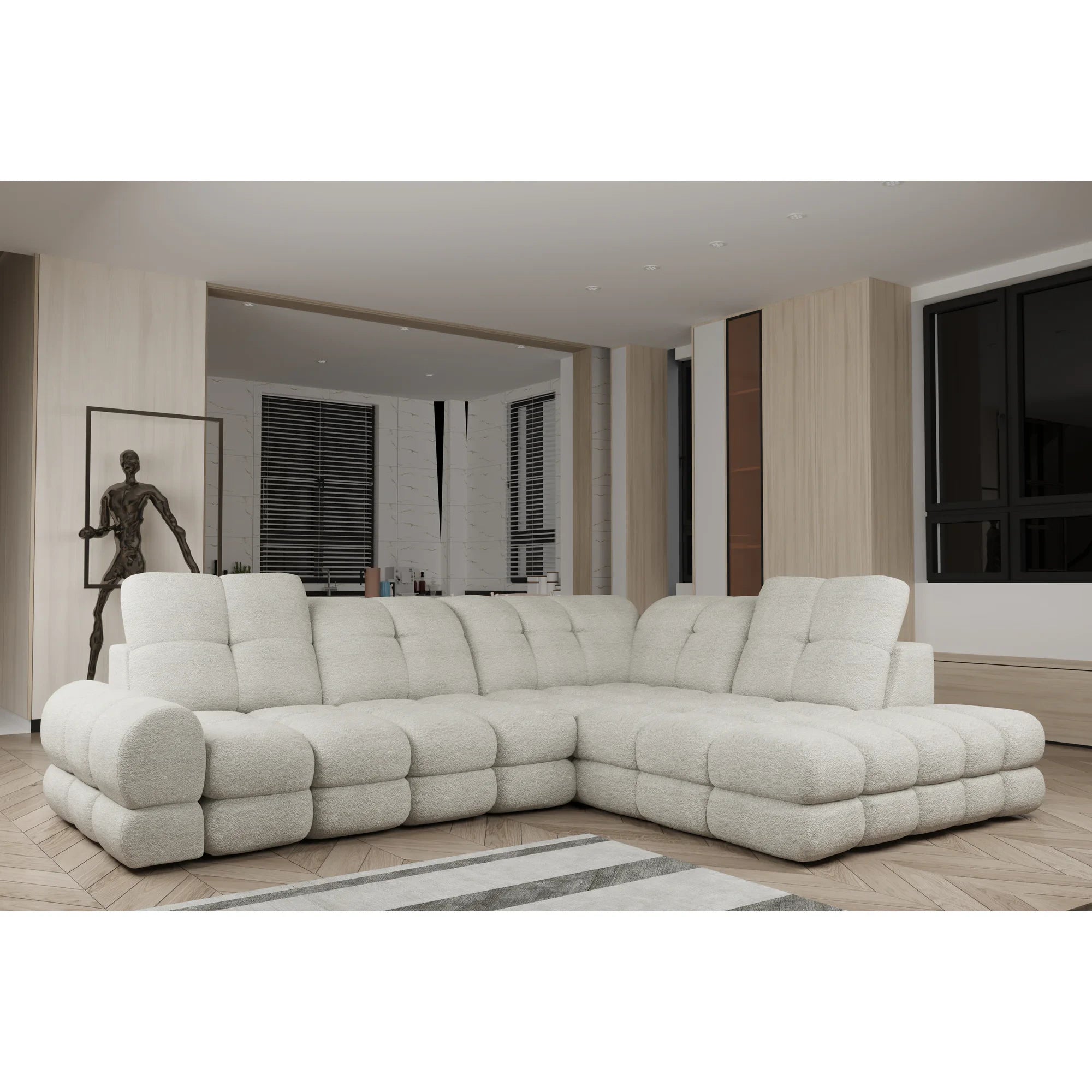 Coltar extensibil TOLLO L, personalizabil materiale gama Premium, cu lada depozitare si reglaj electric, 302x217x105 cm