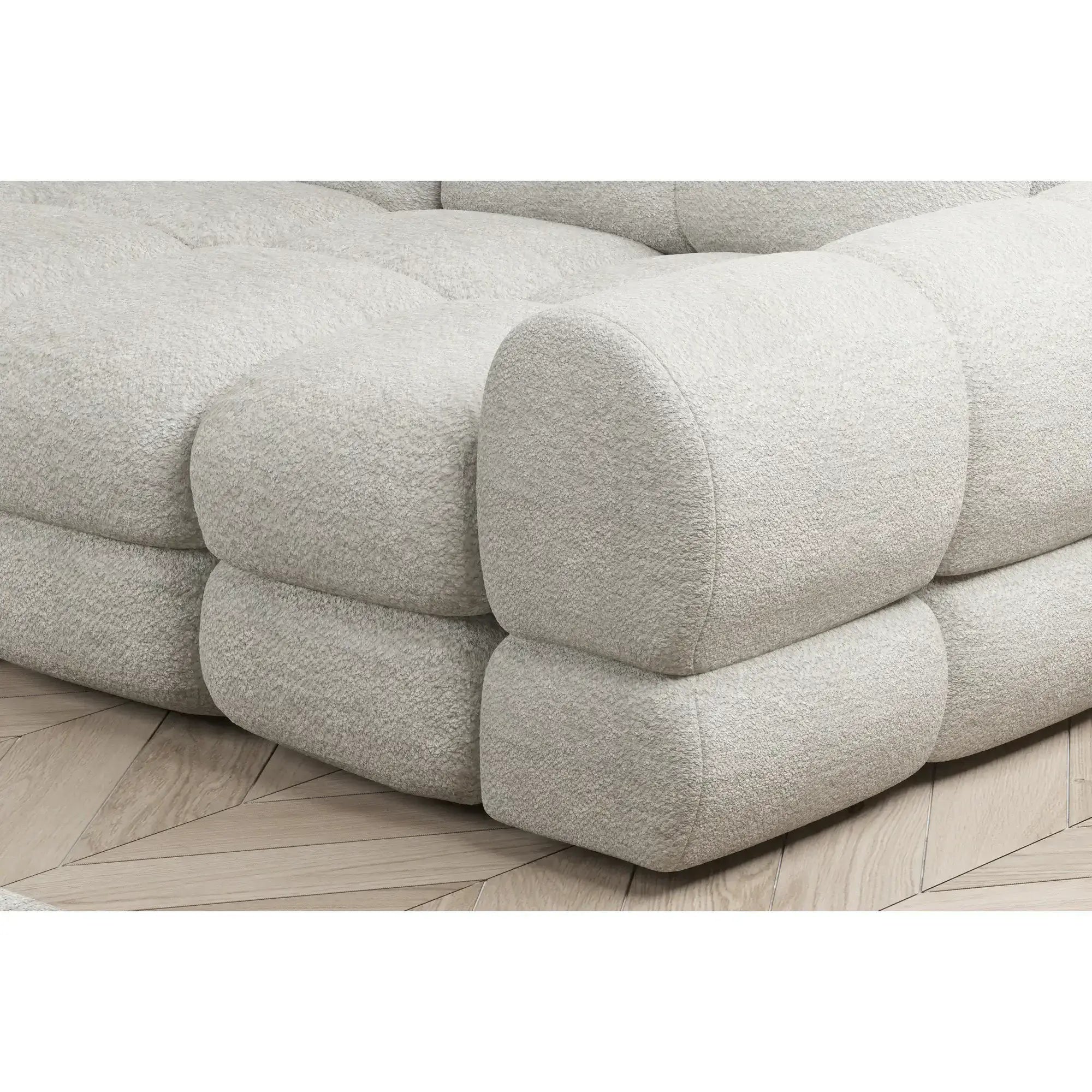 Coltar extensibil 3m TOLLO L, sezlong stanga, stofa catifelata gri - Riviera 91, Gama Premium, cu lada depozitare si reglaj electric, 302x217x105 cm