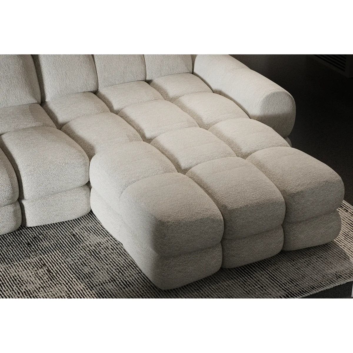 Coltar extensibil confortabil TOLLO MINI, sezlong dreapta, stofa catifelata verde inchis - Element 12, Gama Premium, cu lada depozitare si reglaj electric, 283x171x105 cm
