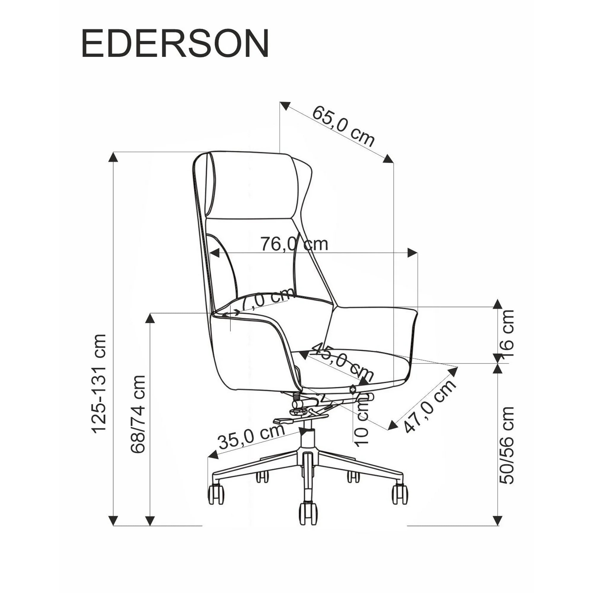 Scaun birou EDERSON, cappuccino, piele ecologica/metal, 76x65x125/131 cm