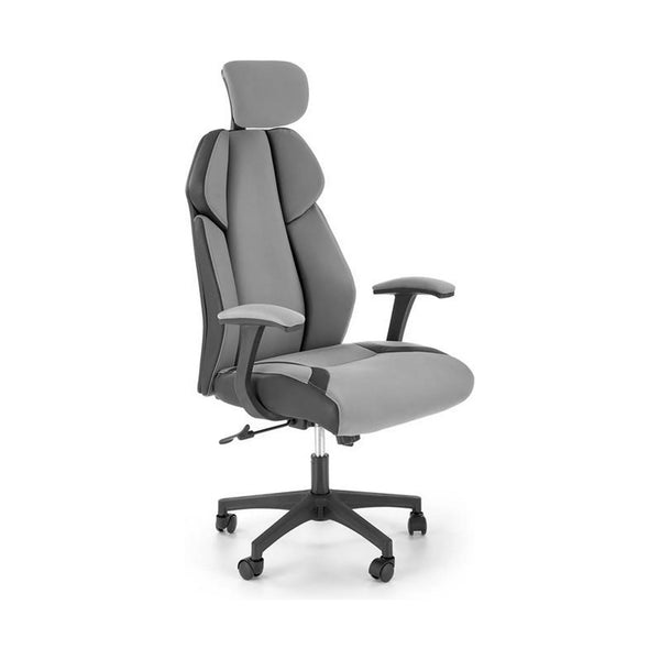 Scaun birou CHRONO, gri/negru, piele ecologica/stofa clasica, 65x70x120/128 cm