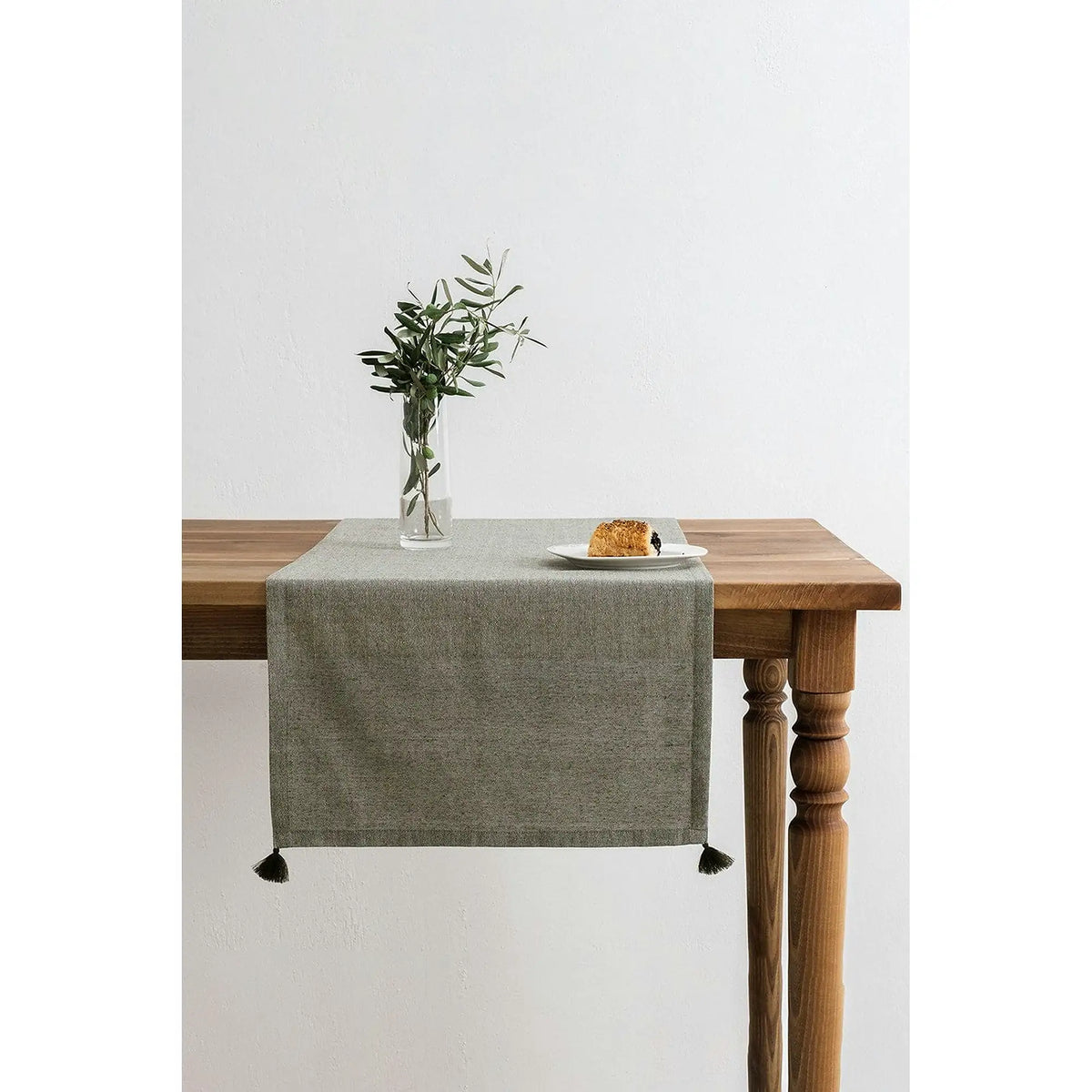 Traversa masa SELENDI, verde, bumbac/poliester, 50x150 cm