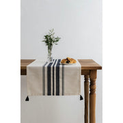 Traversa masa TEREZA, alb/albastru inchis, bumbac/poliester, 50x150 cm