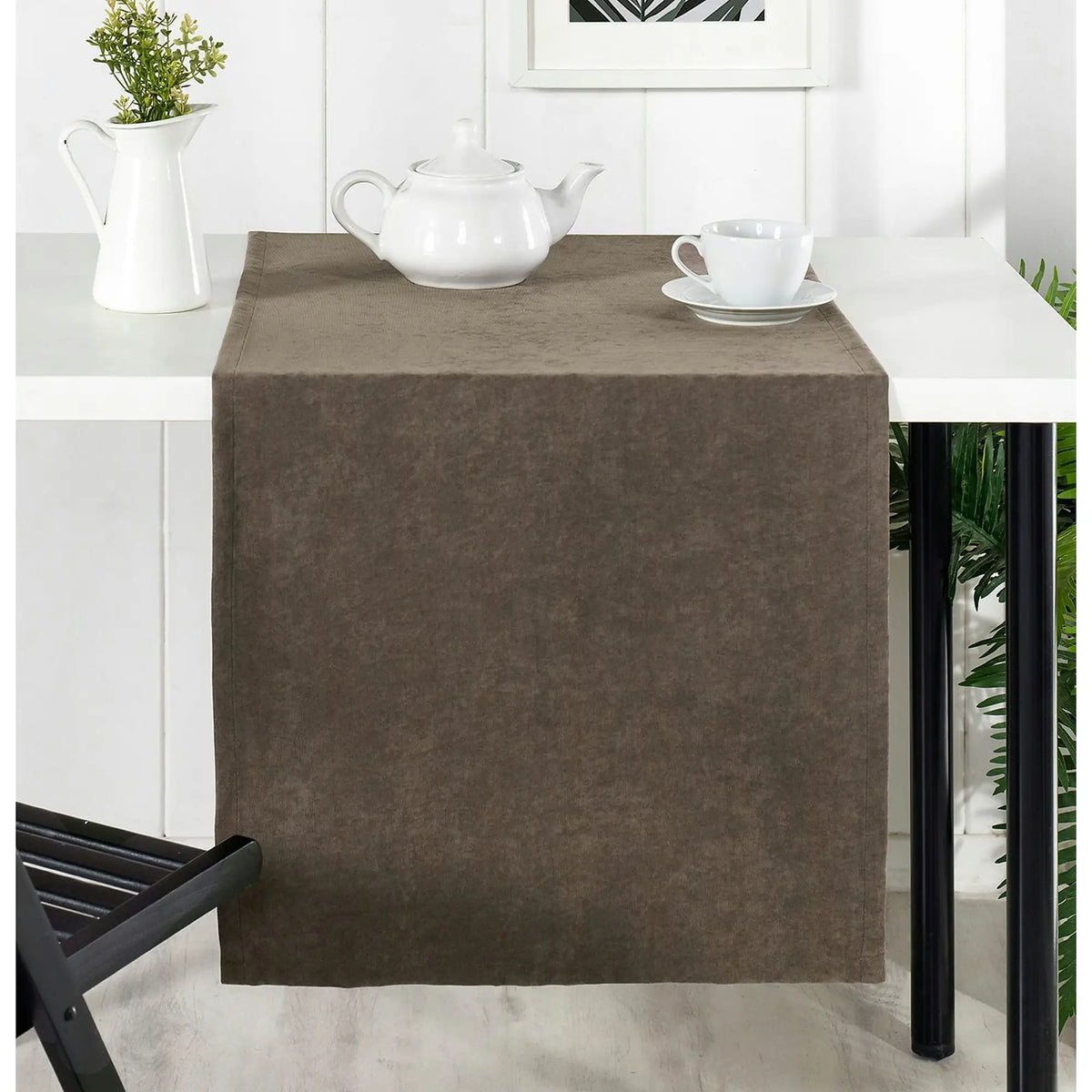 Traversa masa VENEDIK, maro, poliester, 48x150 cm