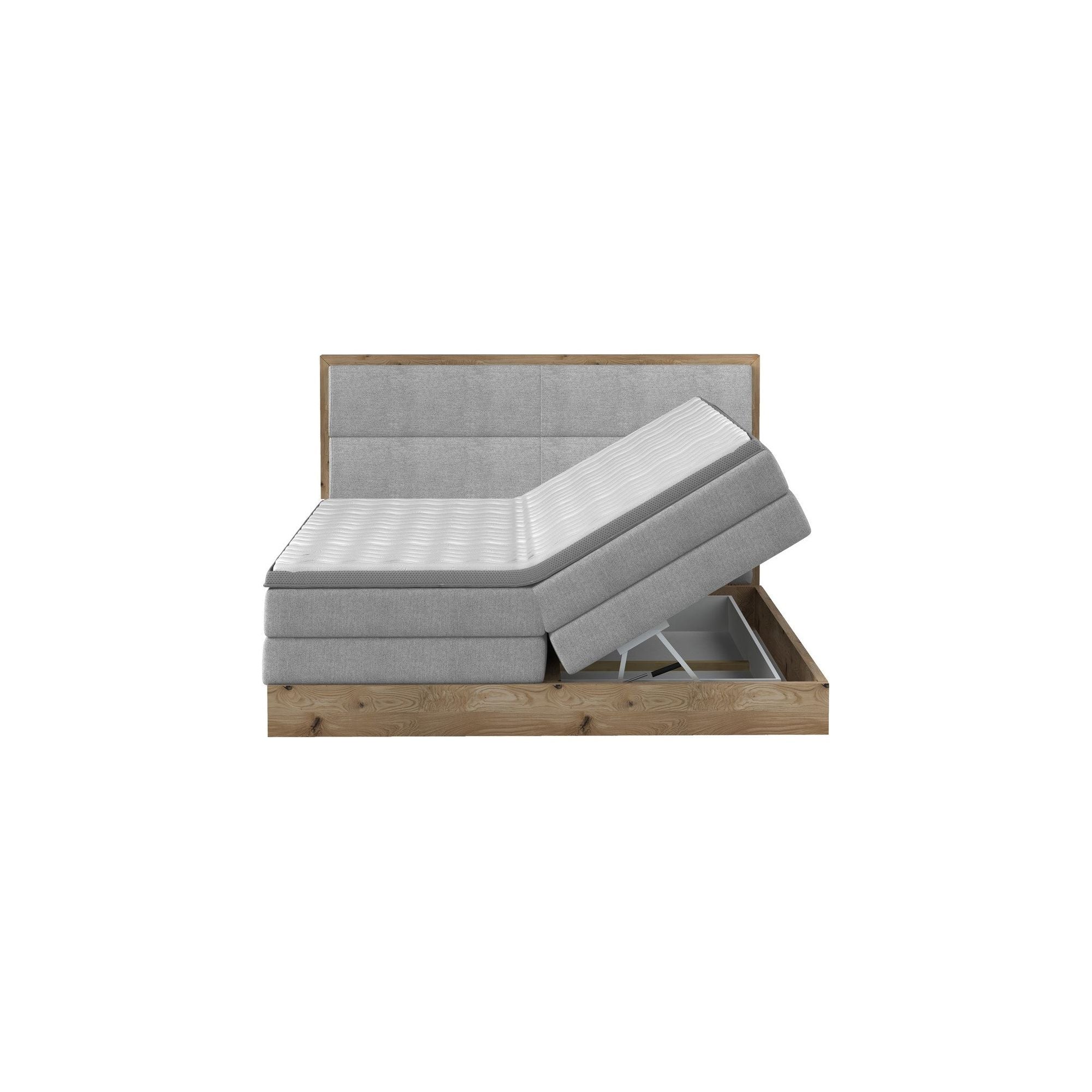 Pat TRENTO 160x200, stofa catifelata verde - Element 20, cu iluminare led, saltea si topper