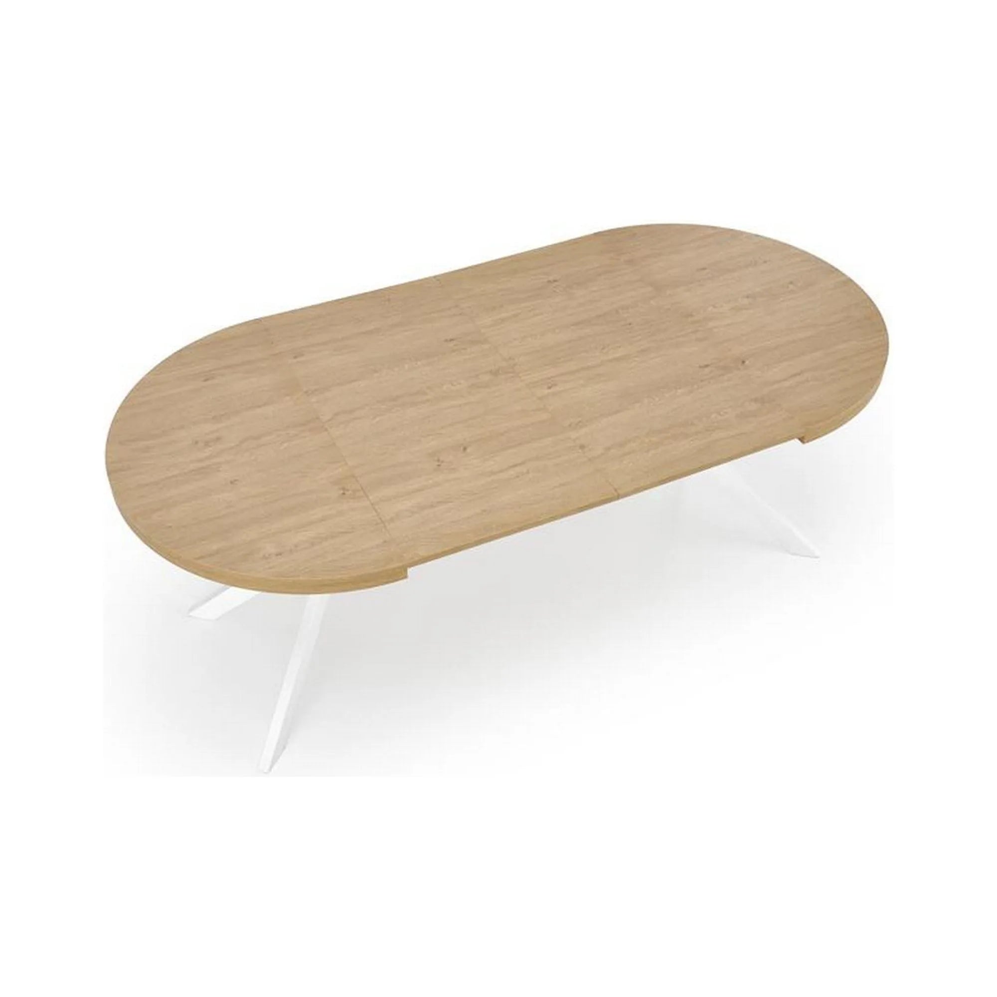 Masa extensibila PERONI, stejar auriu/alb, PAL furniruit/otel, 100/250x100x75 cm