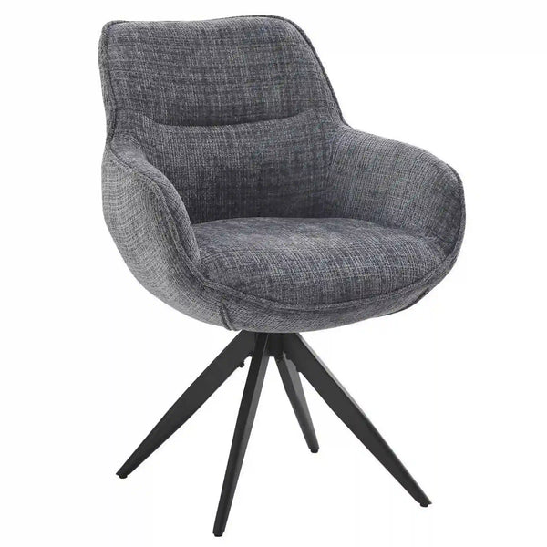 Scaun rotativ TURIN, gri inchis/negru, stofa clasica/metal, 65x62x86 cm