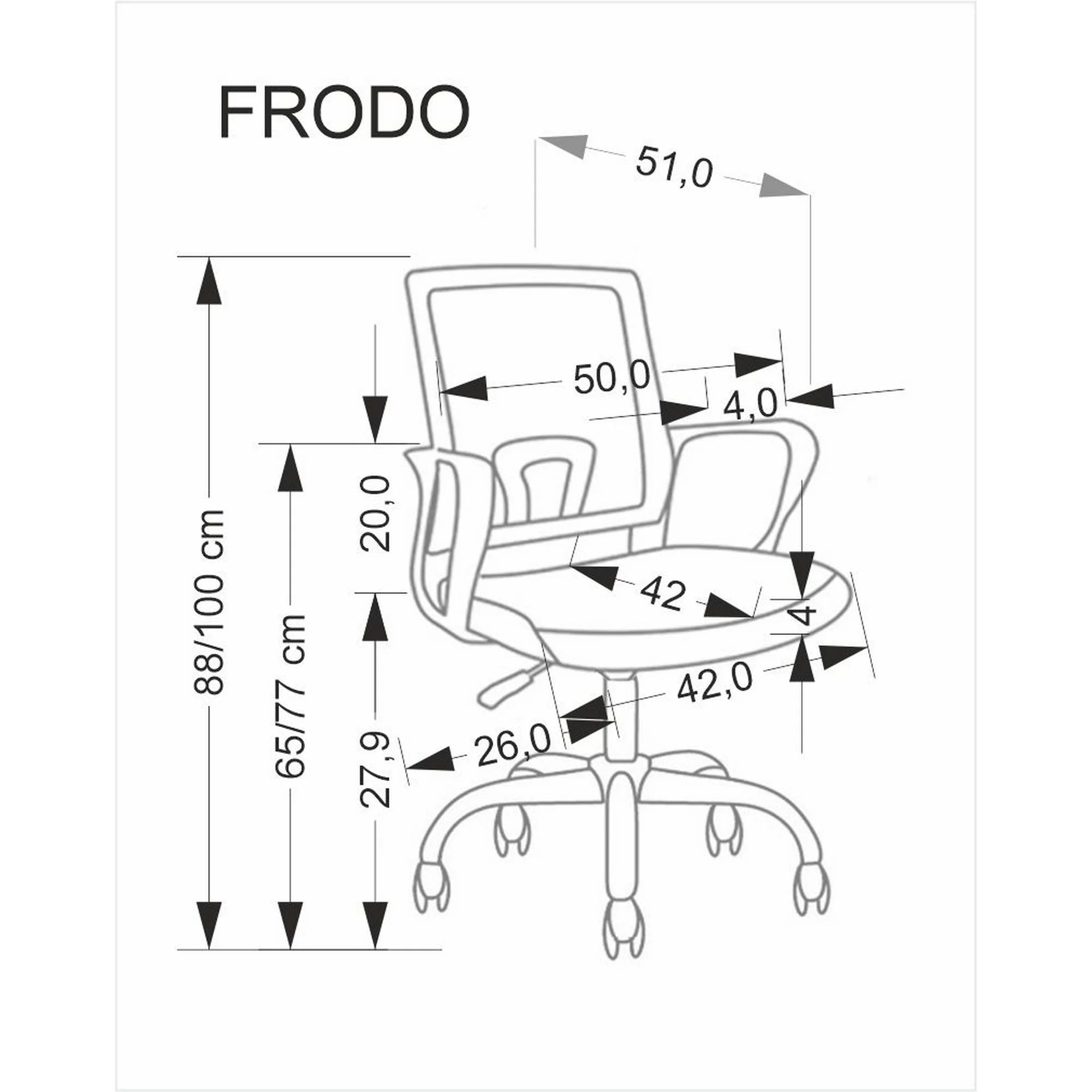 Scaun birou FRODO, gri/alb, stofa catifelata/plasa, 50x51x88/100 cm
