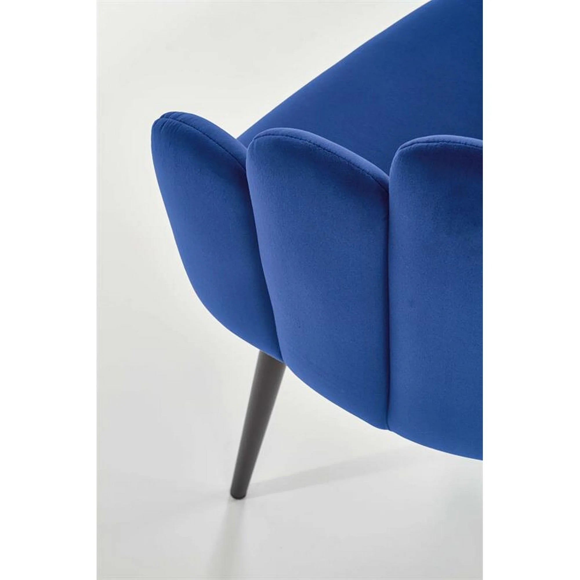 Scaun K410, albastru/negru, stofa catifelata/otel, 65x62x85 cm