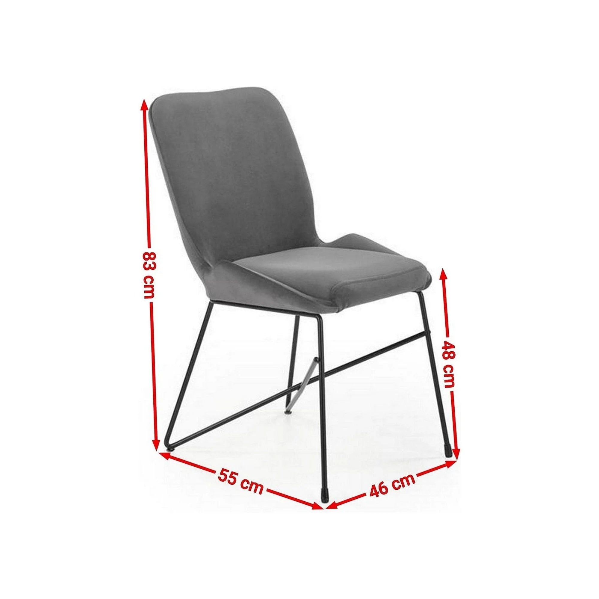 Scaun K454, gri/negru, stofa catifelata/metal, 46x55x83 CM