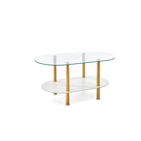 Masuta DUCAT, transparent/auriu, sticla/otel, 100x50x51 cm