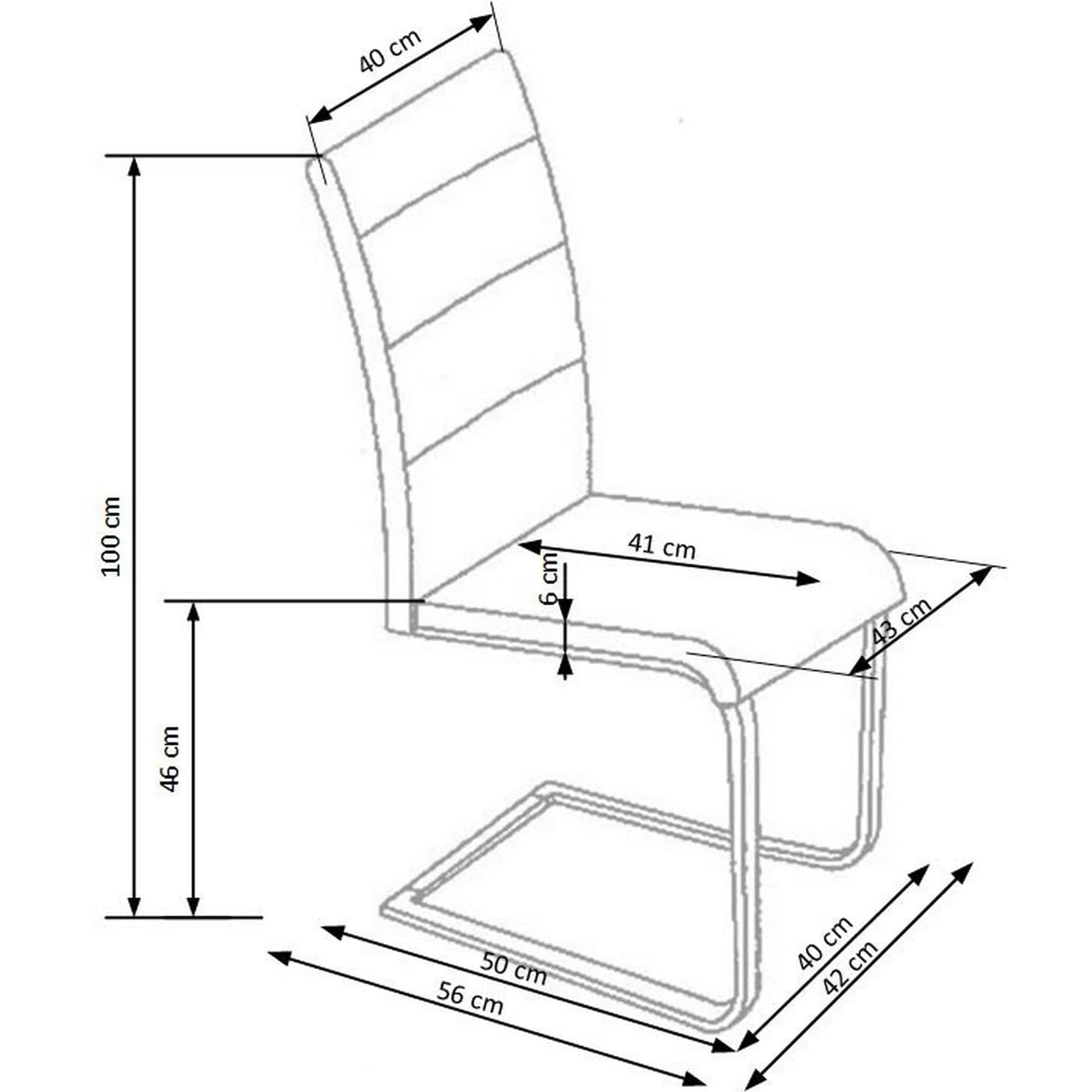 Scaun K85, cappuccino/crom, piele ecologic/metal, 42x56x100 cm