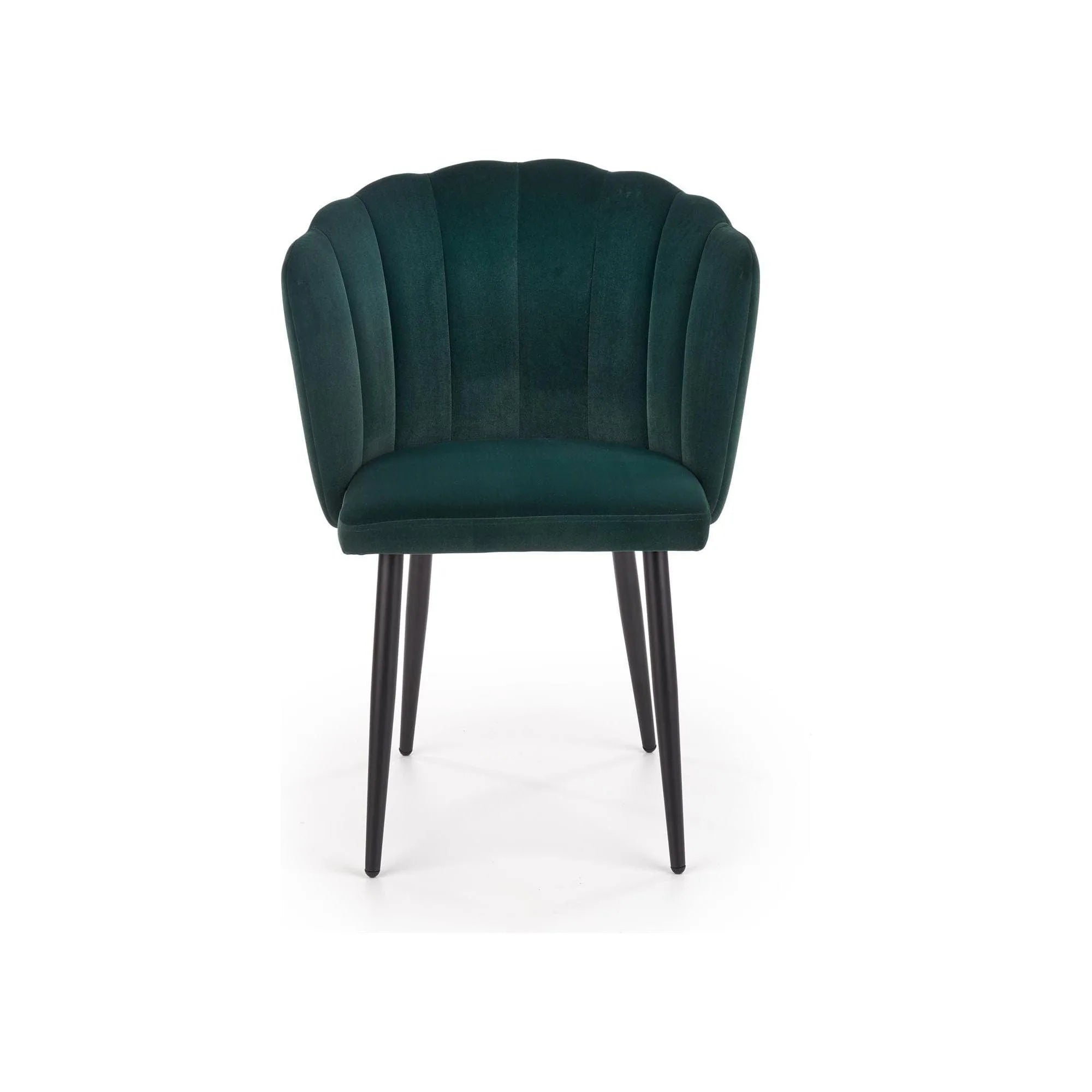 Scaun tapitat K386, verde/negru, stofa catifelata/metal, 60x58x84 cm