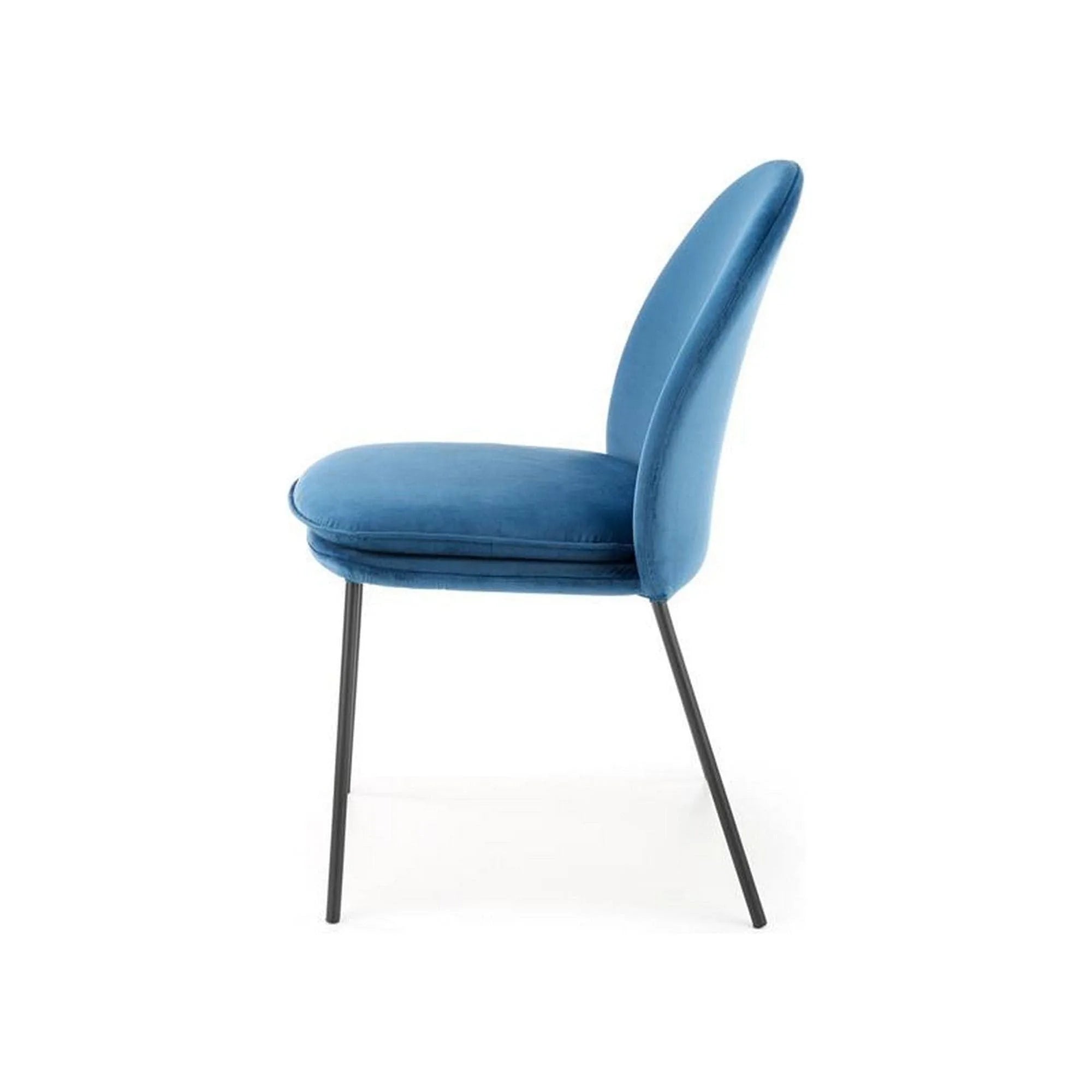 Scaun K443, albastru/negru, stofa catifelata/metal, 50x58x84 cm