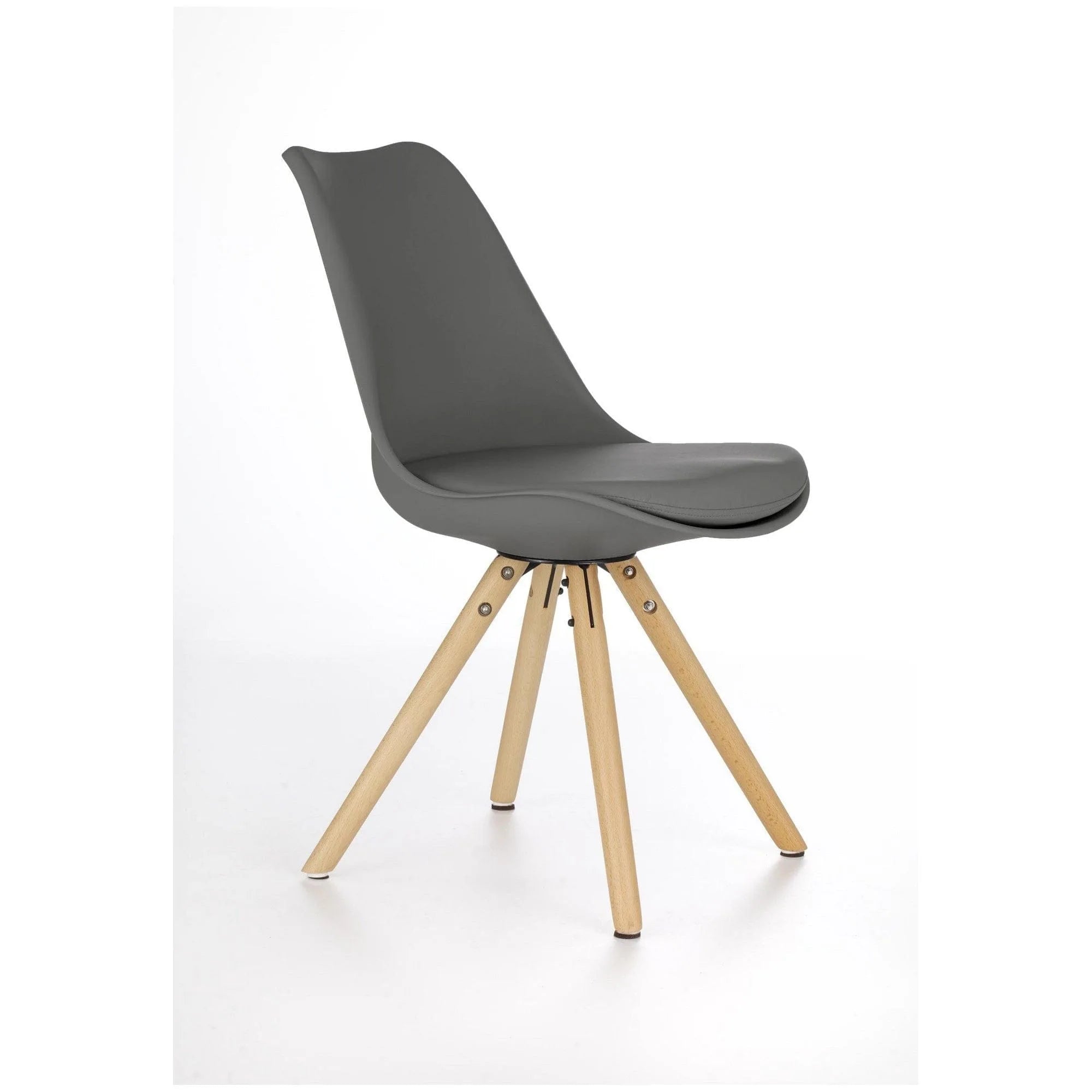 Scaun K201, gri/fag, piele ecologica/lemn de fag, 48X47X80 CM