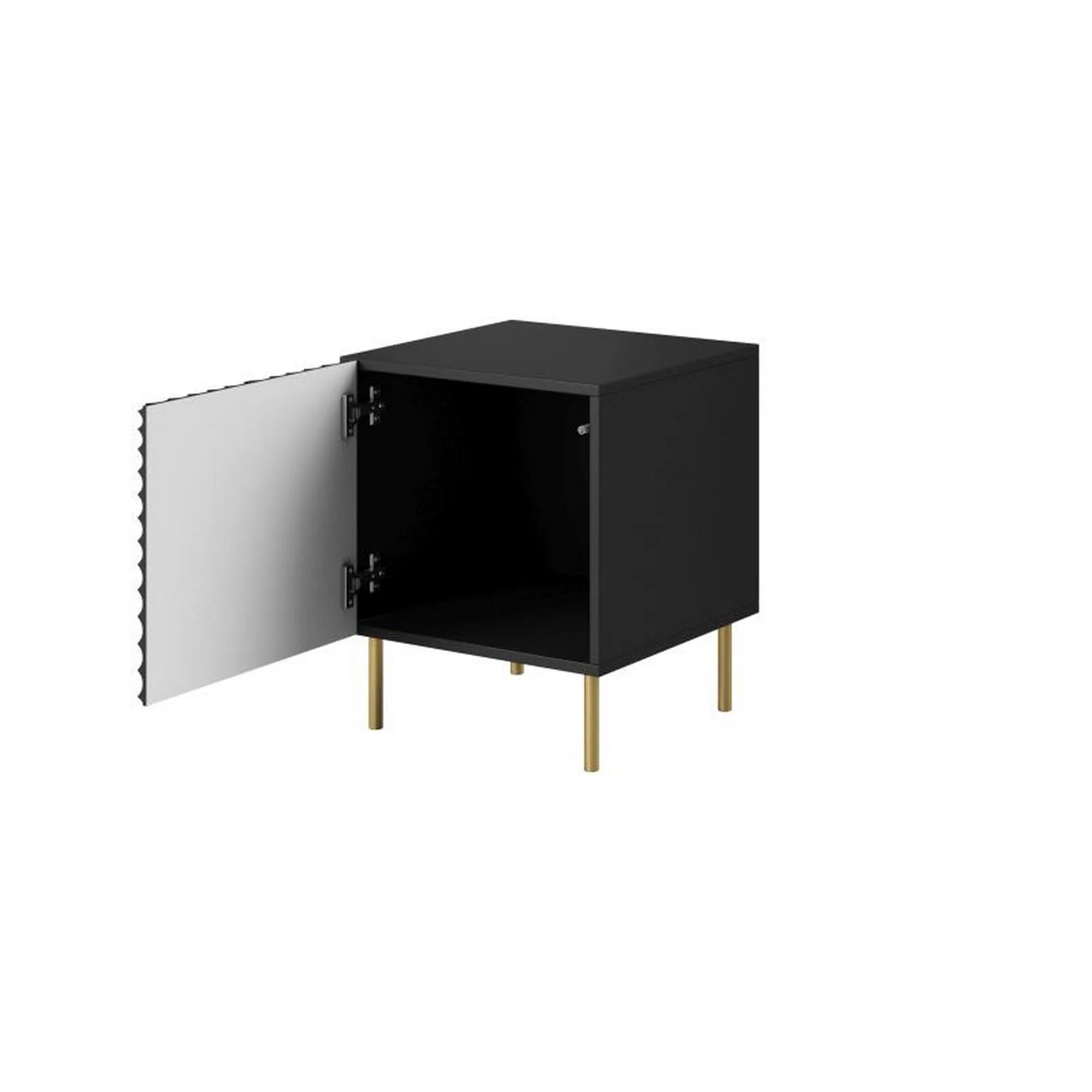 Noptiera HOLE, negru/auriu, PAL laminat/metal, 44x41x54 cm