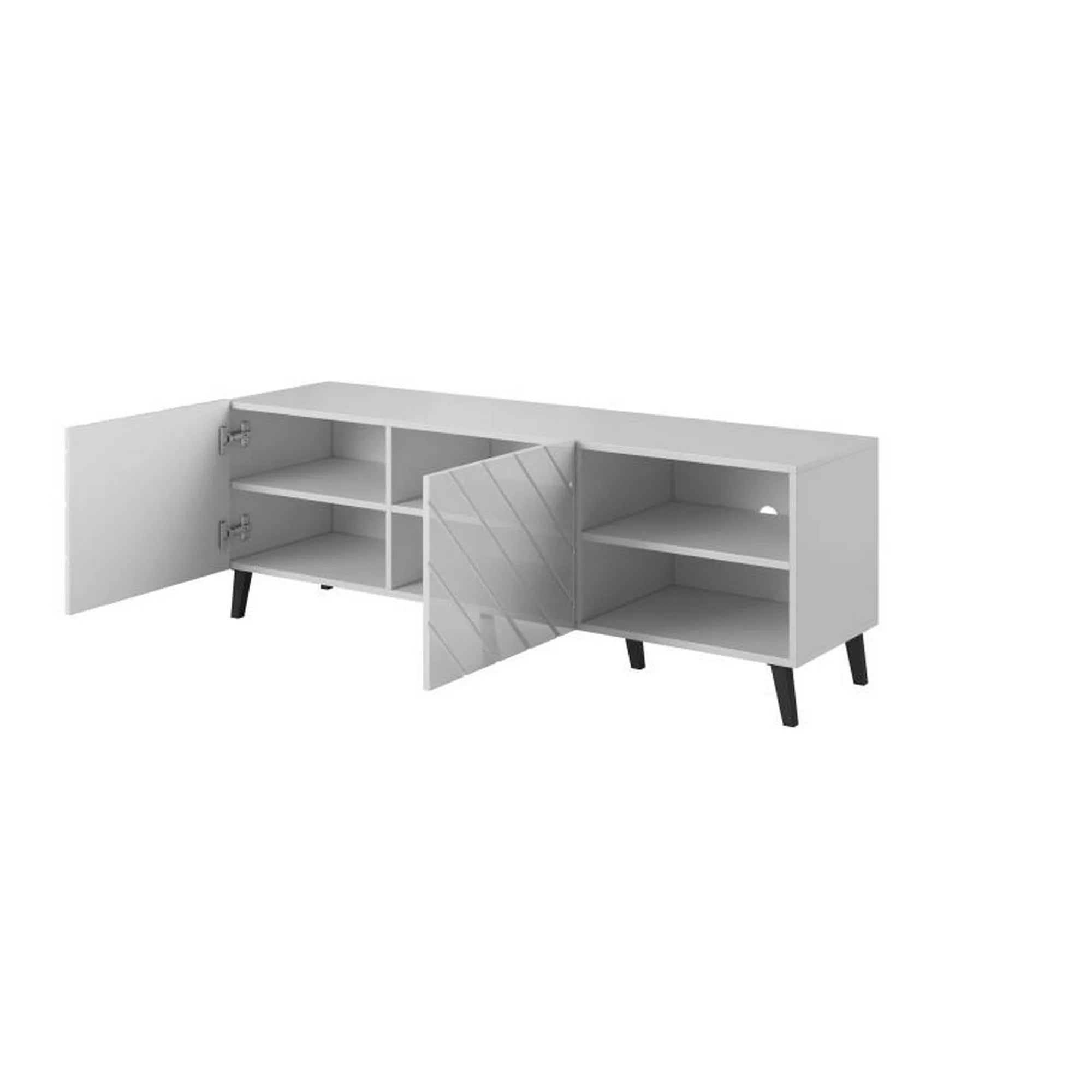 Comoda TV ABETO, alb/negru, PAL, 150x42x52 cm