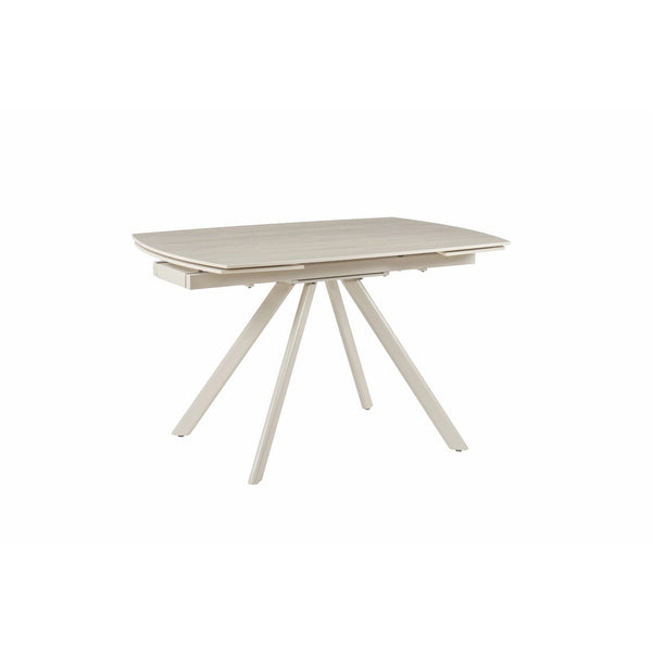 Masa extensibila URSA, grej cu efect de piatra travertin, ceramica/metal, 125/180x80x76 cm