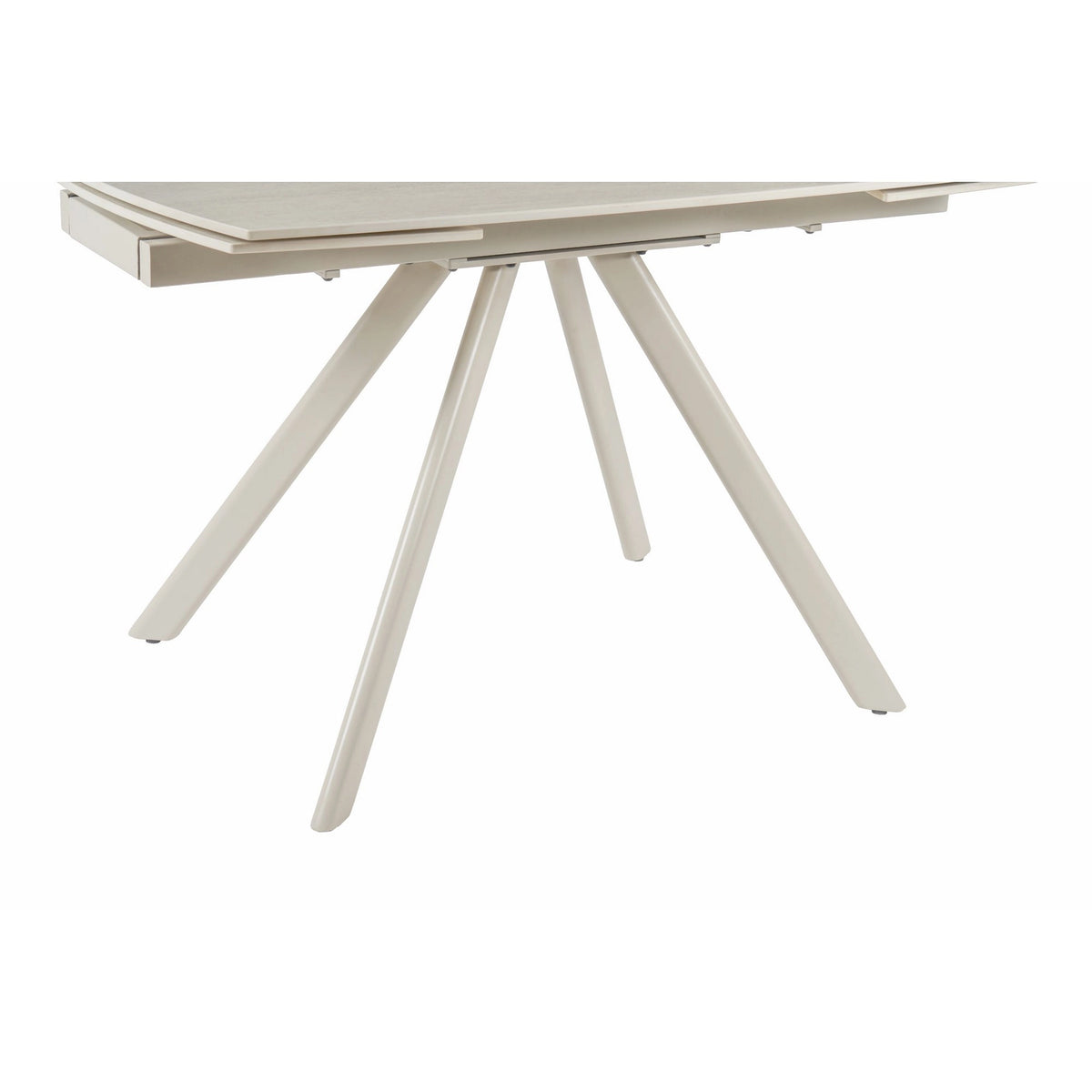 Masa extensibila URSA, grej cu efect de piatra travertin, ceramica/metal, 125/180x80x76 cm