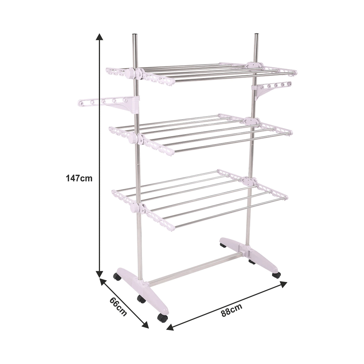 Uscator haine DENAL, alb/crom, metal/plastic, 88x66x147 cm