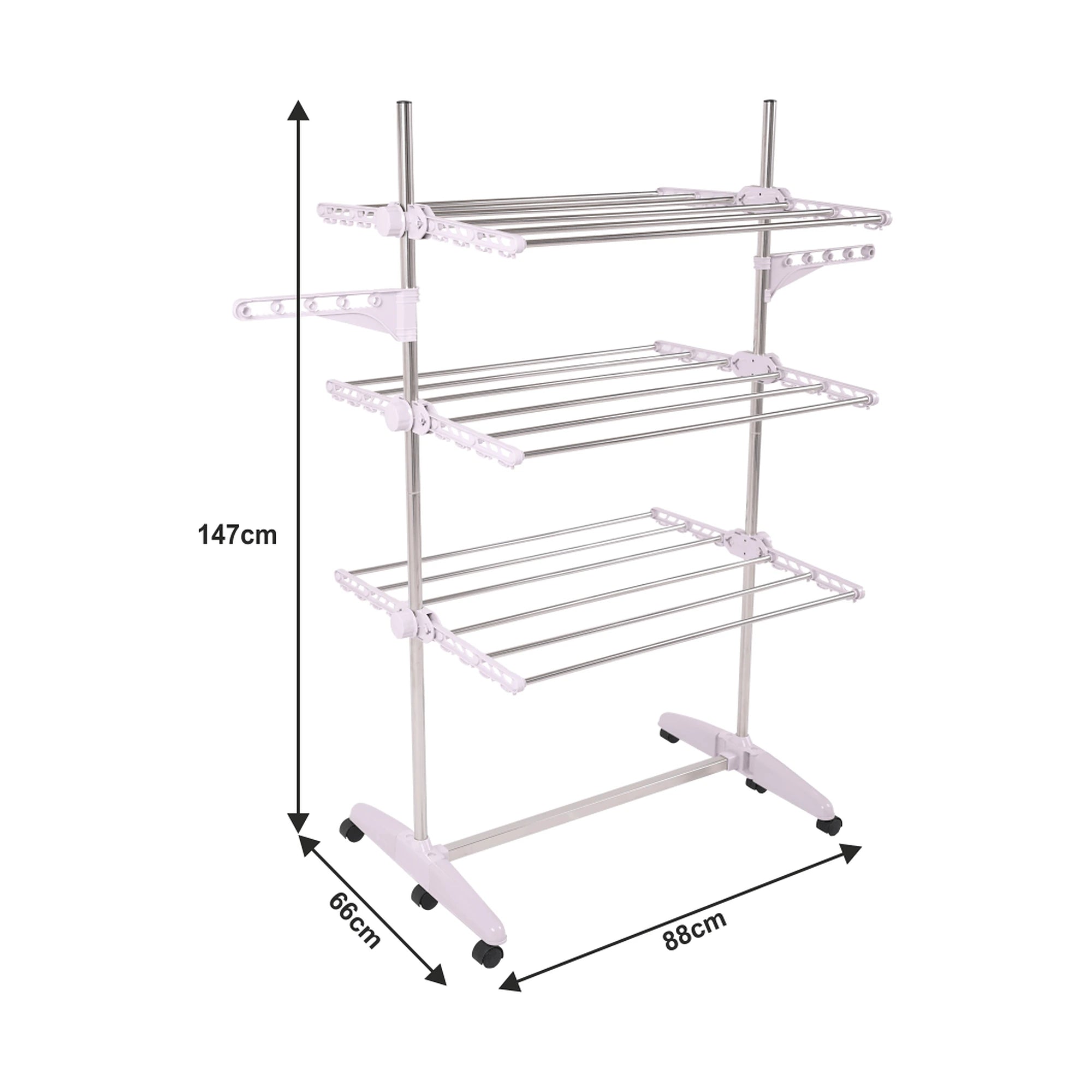 Uscator haine DENAL, alb/crom, metal/plastic, 88x66x147 cm