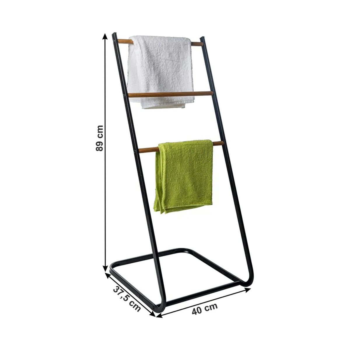 Uscator haine ZONKER, negru/nuc, metal/lemn, 40x38x89 cm