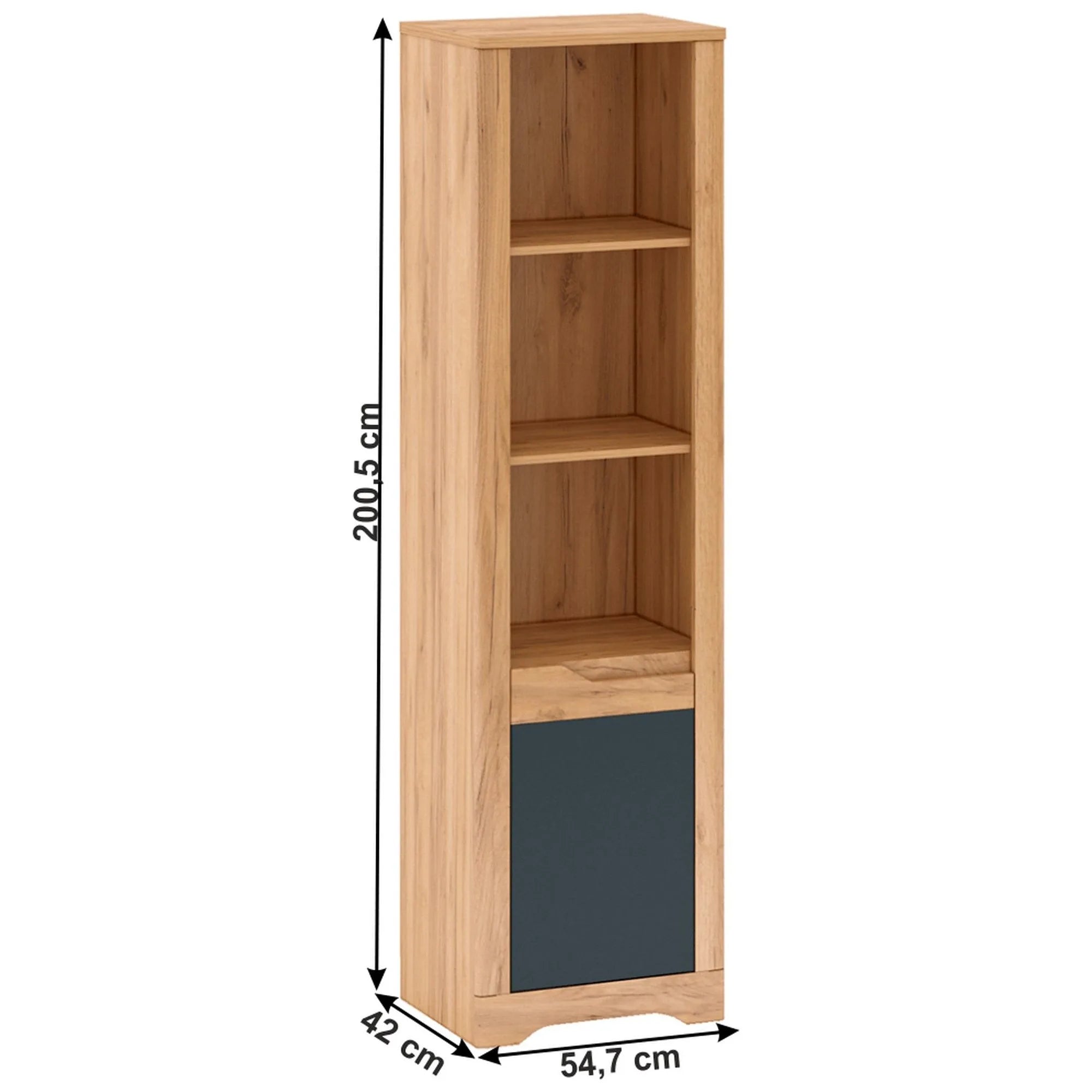 Biblioteca FIDEL R2, stejar artisan/gri grafit, DTD laminat, 55x42x201 cm