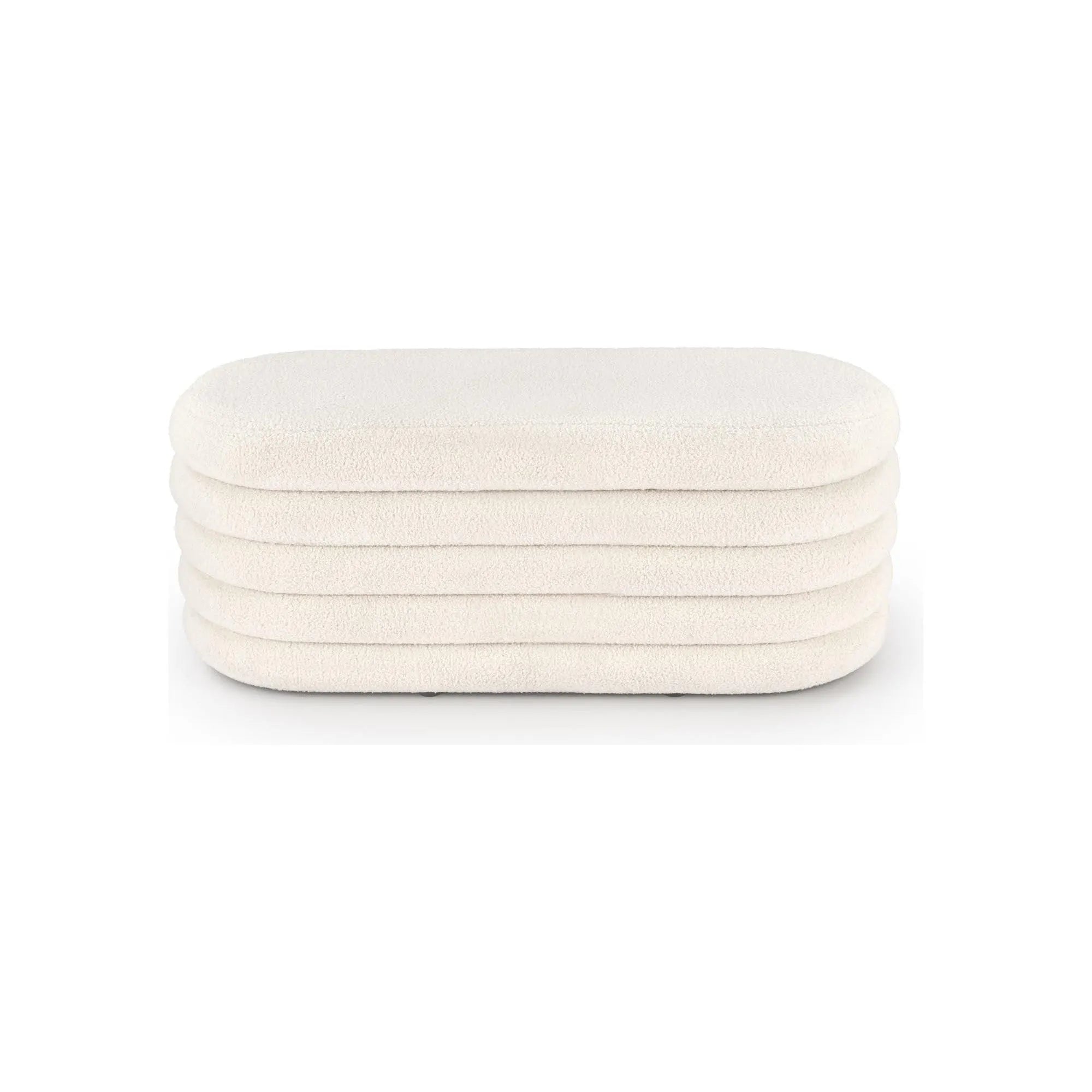 Bancheta BLISS, stofa buclata crem, 105x42x42 cm